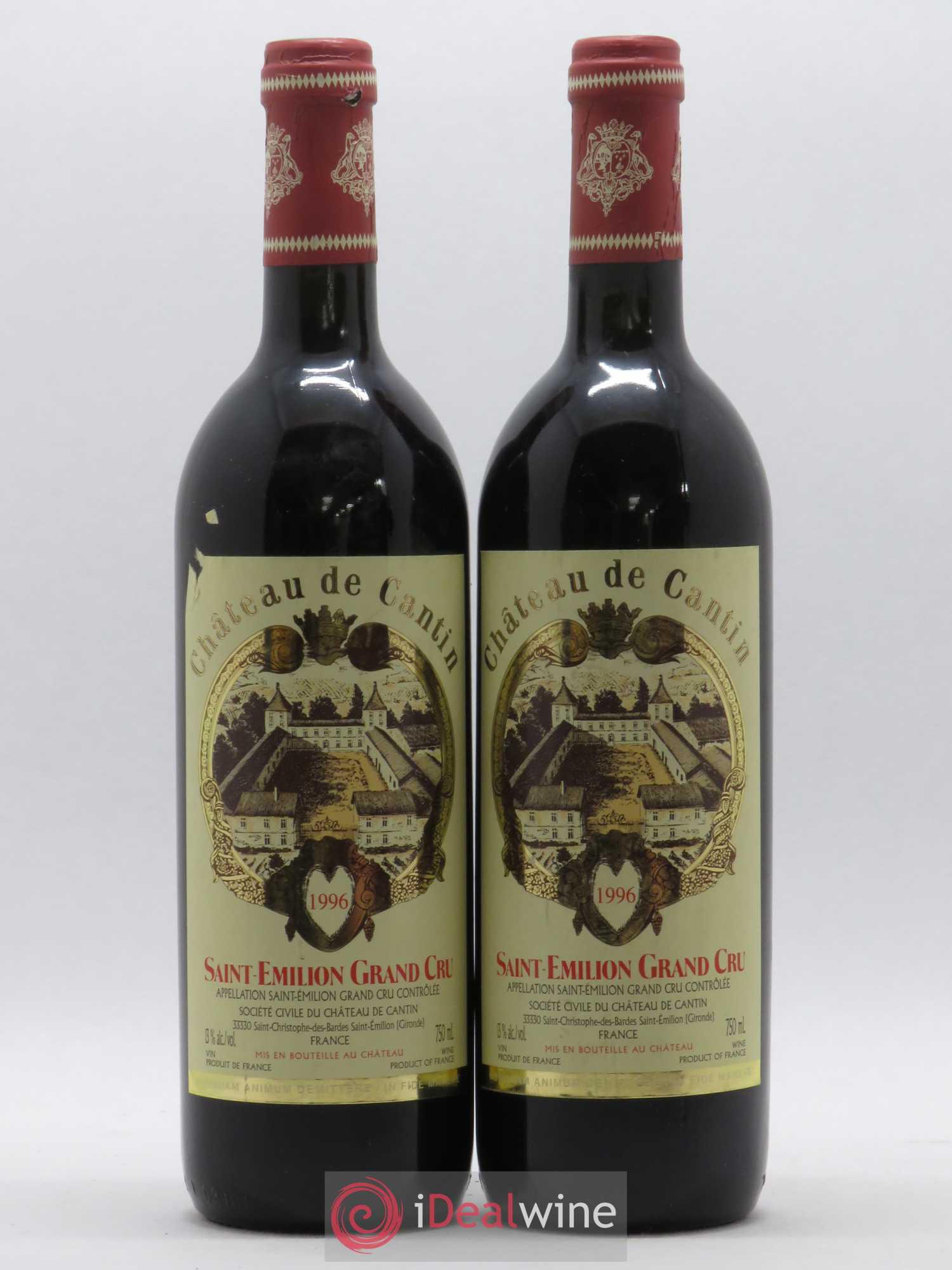 Saint-Émilion Grand Cru Château de Cantin (sans prix de réserve) 1996 - Posten von 2 Flaschen - 0