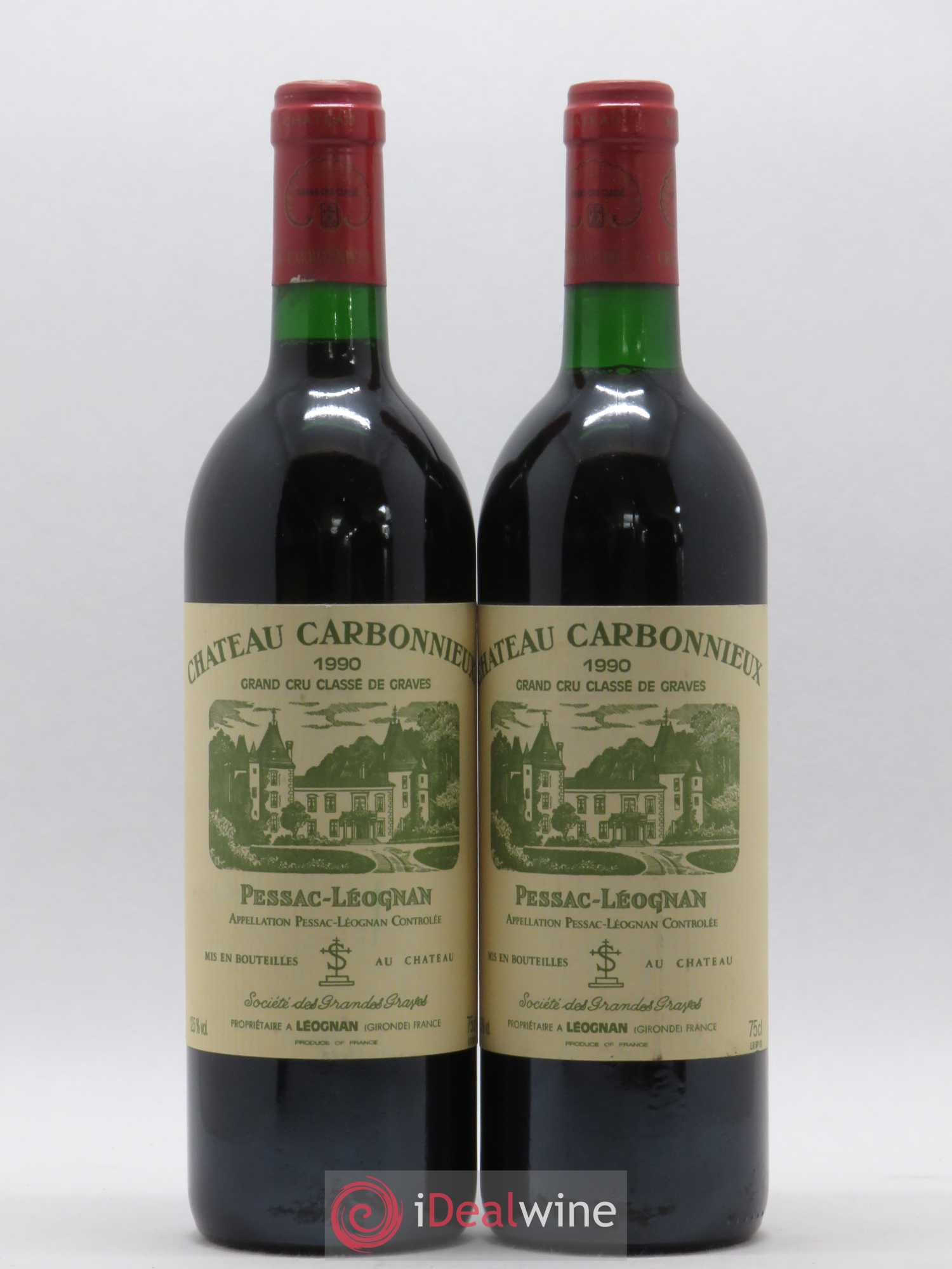 Château Carbonnieux Cru Classé de Graves 1990 - Lot de 2 bouteilles - 0