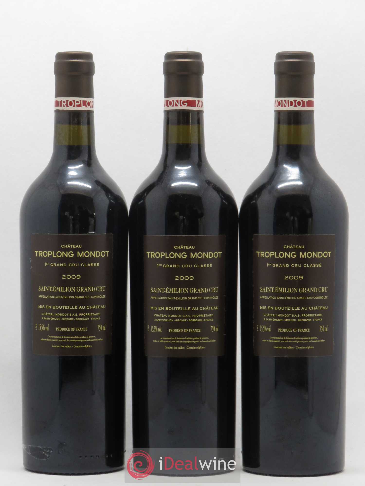 Château Troplong Mondot 1er Grand Cru Classé B 2009 - Lot de 3 bouteilles - 1