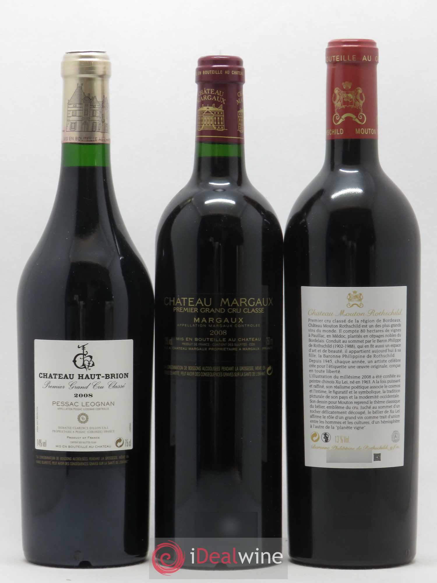 Caisse Primeurs (1 Petrus, 1 Margaux, 1 Mouton-Rothschild, 1 Haut-Brion, 1 Latour, 1 Cheval Blanc) 2008 - Lot de 1 bouteille - 2