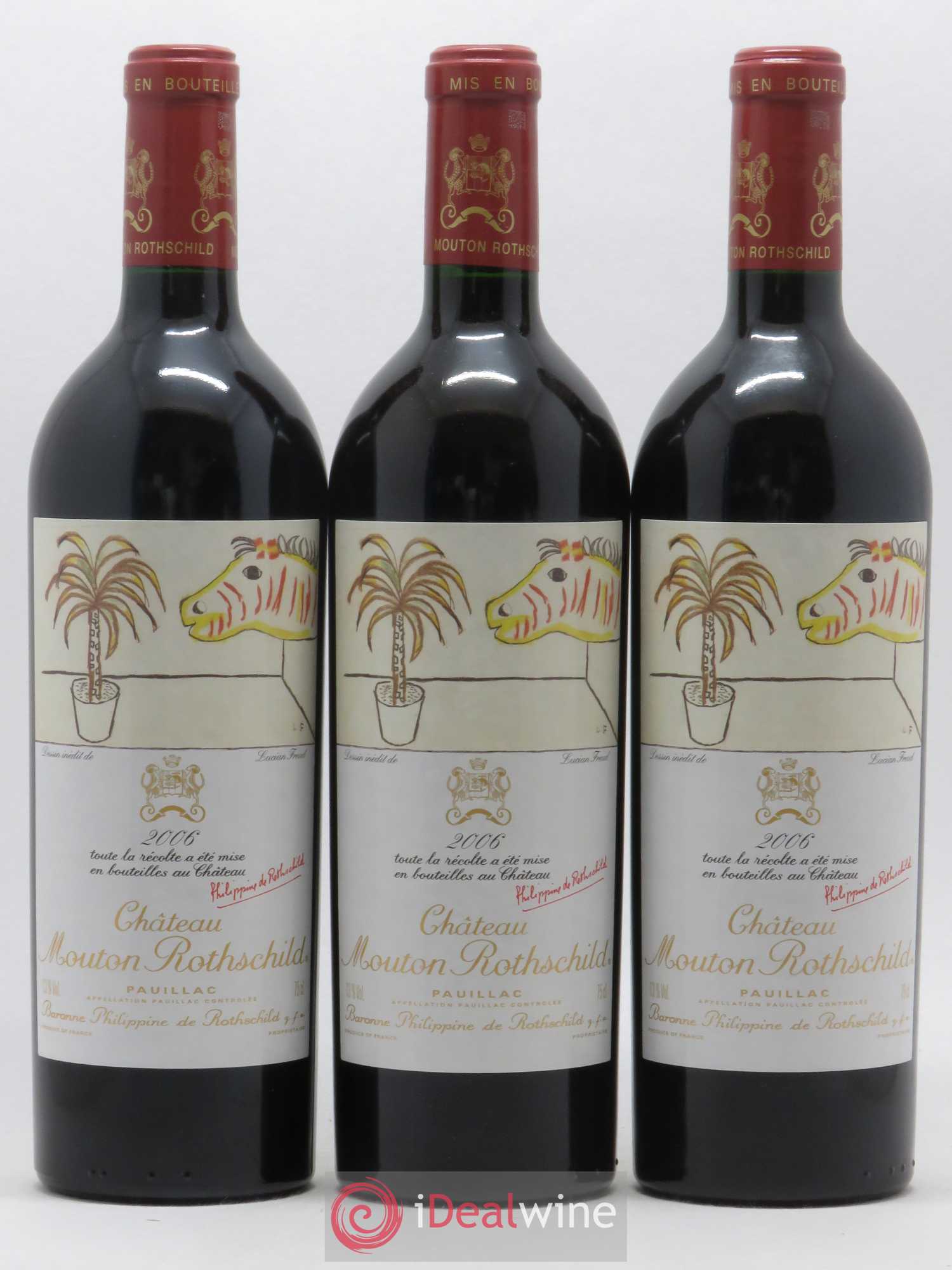 Château Mouton Rothschild 1er Grand Cru Classé 2006 - Lot de 3 bouteilles - 0