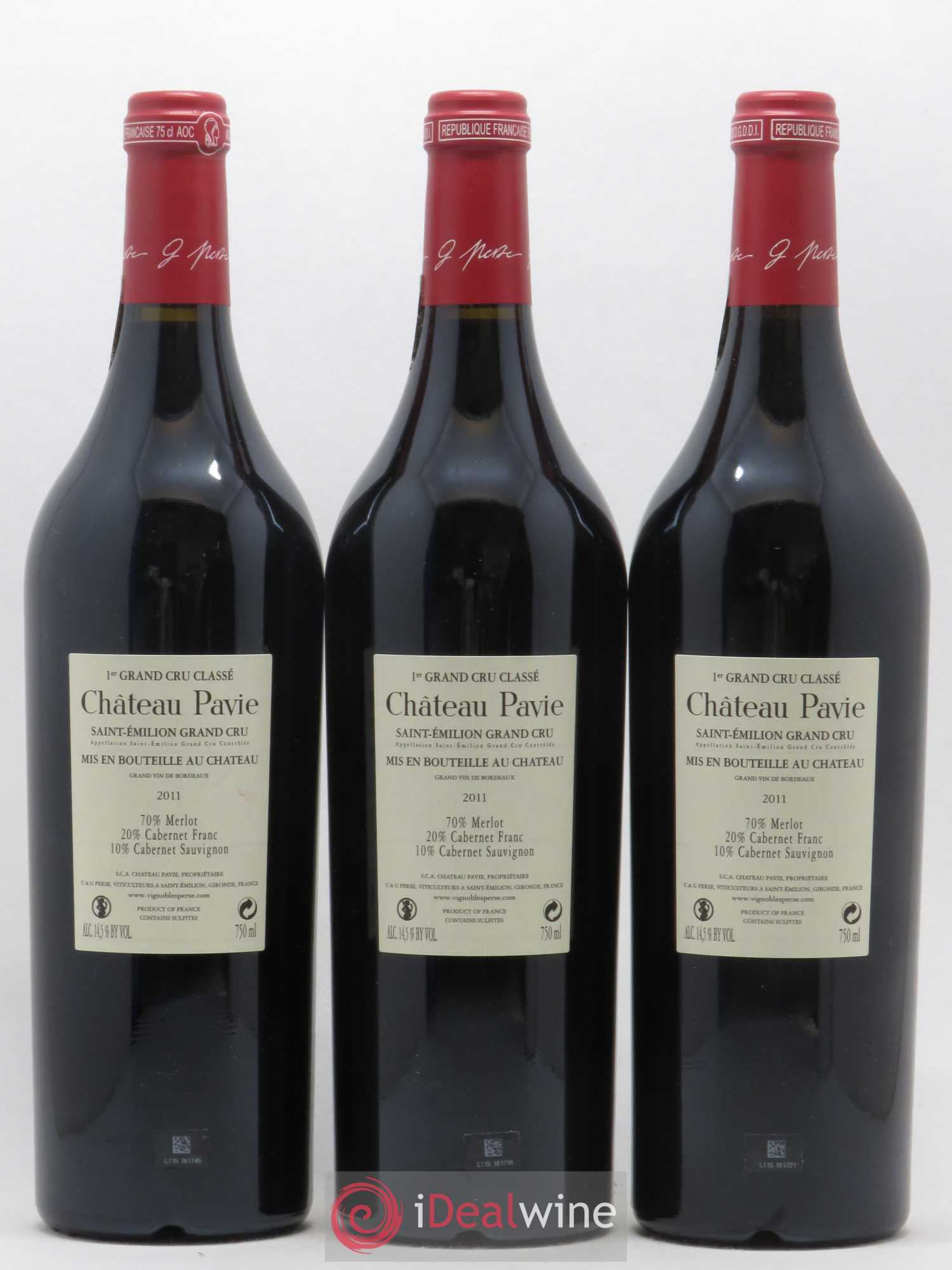 Château Pavie 1er Grand Cru Classé A 2011 - Lot de 3 bouteilles - 1