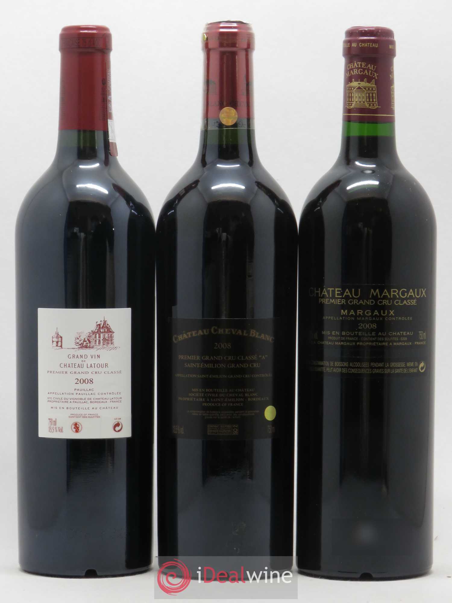 Caisse Primeurs (1 Petrus, 1 Margaux, 1 Mouton-Rothschild, 1 Haut-Brion, 1 Latour, 1 Cheval Blanc) 2008 - Lot de 1 bouteille - 2