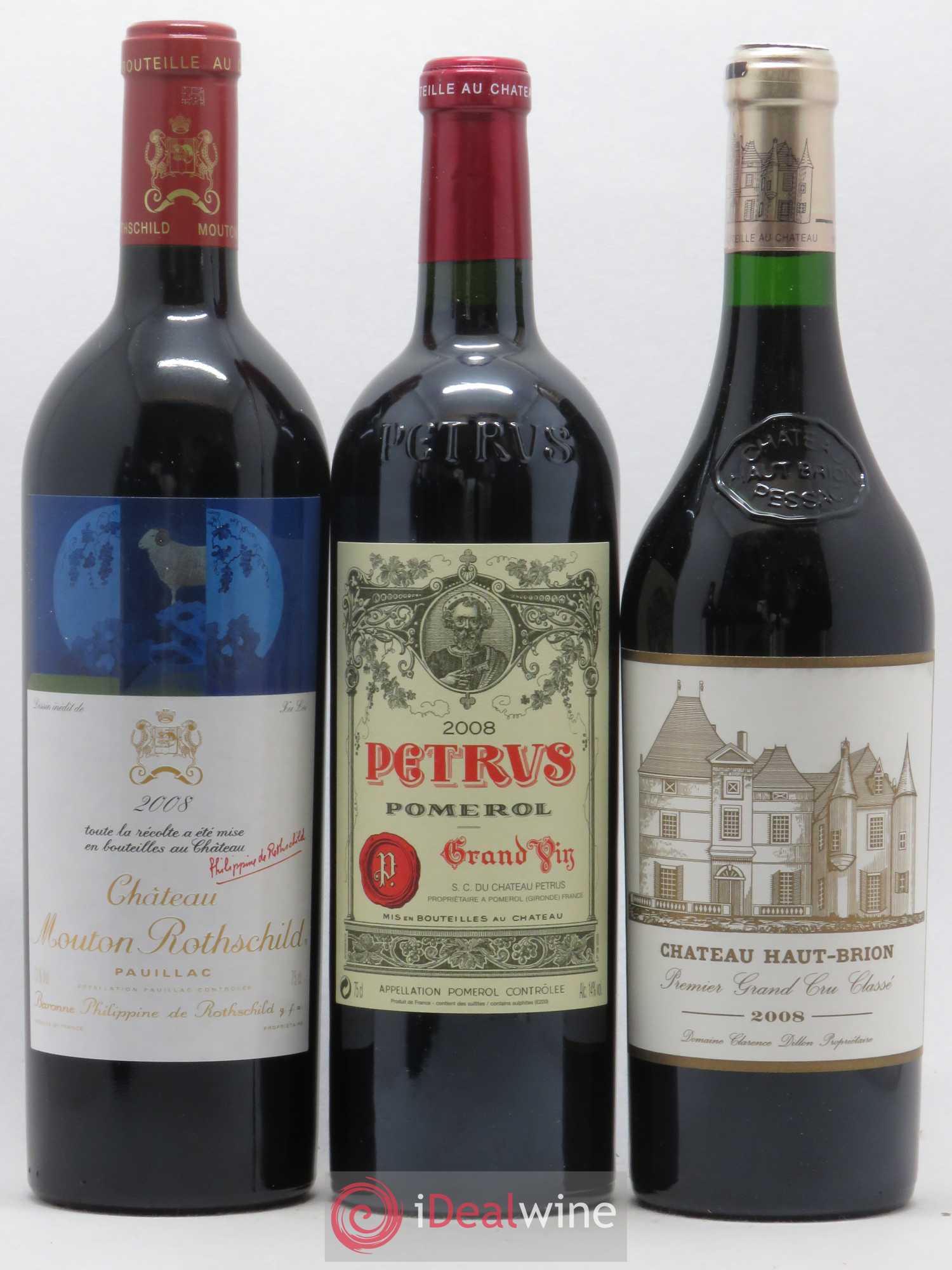 Caisse Primeurs (1 Petrus, 1 Margaux, 1 Mouton-Rothschild, 1 Haut-Brion, 1 Latour, 1 Cheval Blanc) 2008 - Lot de 1 bouteille - 3