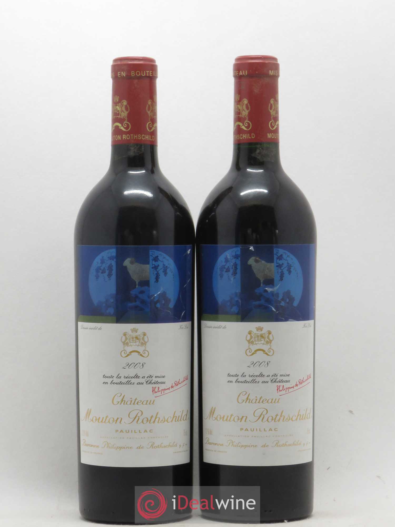 Château Mouton Rothschild 1er Grand Cru Classé 2008 - Lot de 2 bouteilles - 0