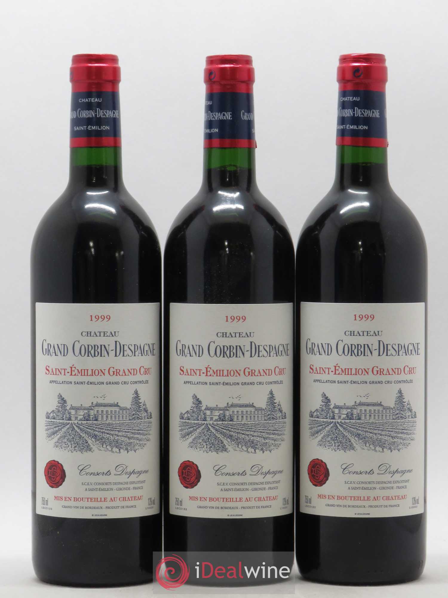 Château Grand Corbin Despagne Grand Cru Classé 1999 - Lot de 3 bouteilles - 0