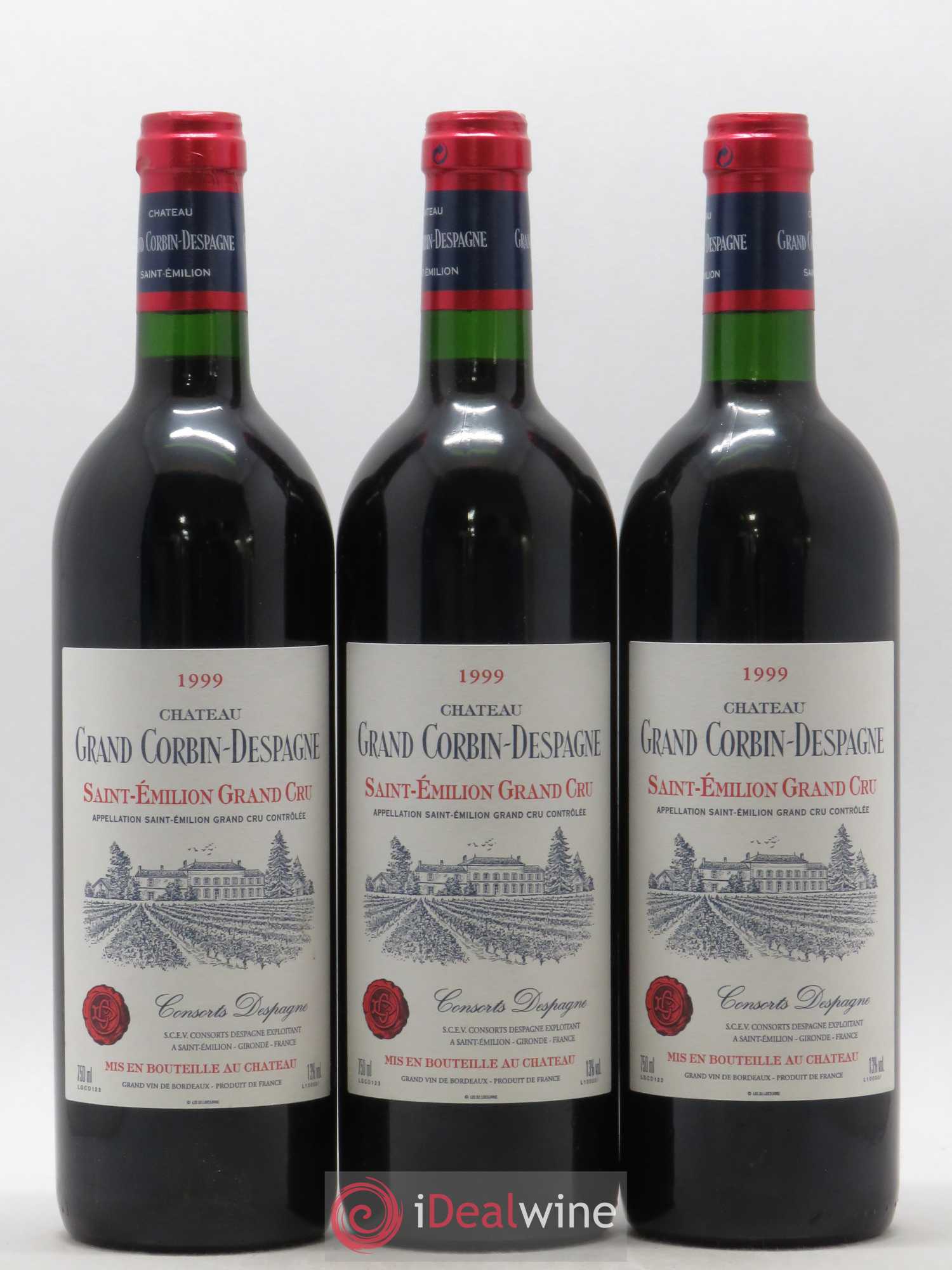 Château Grand Corbin Despagne Grand Cru Classé 1999 - Lot de 3 bouteilles - 0