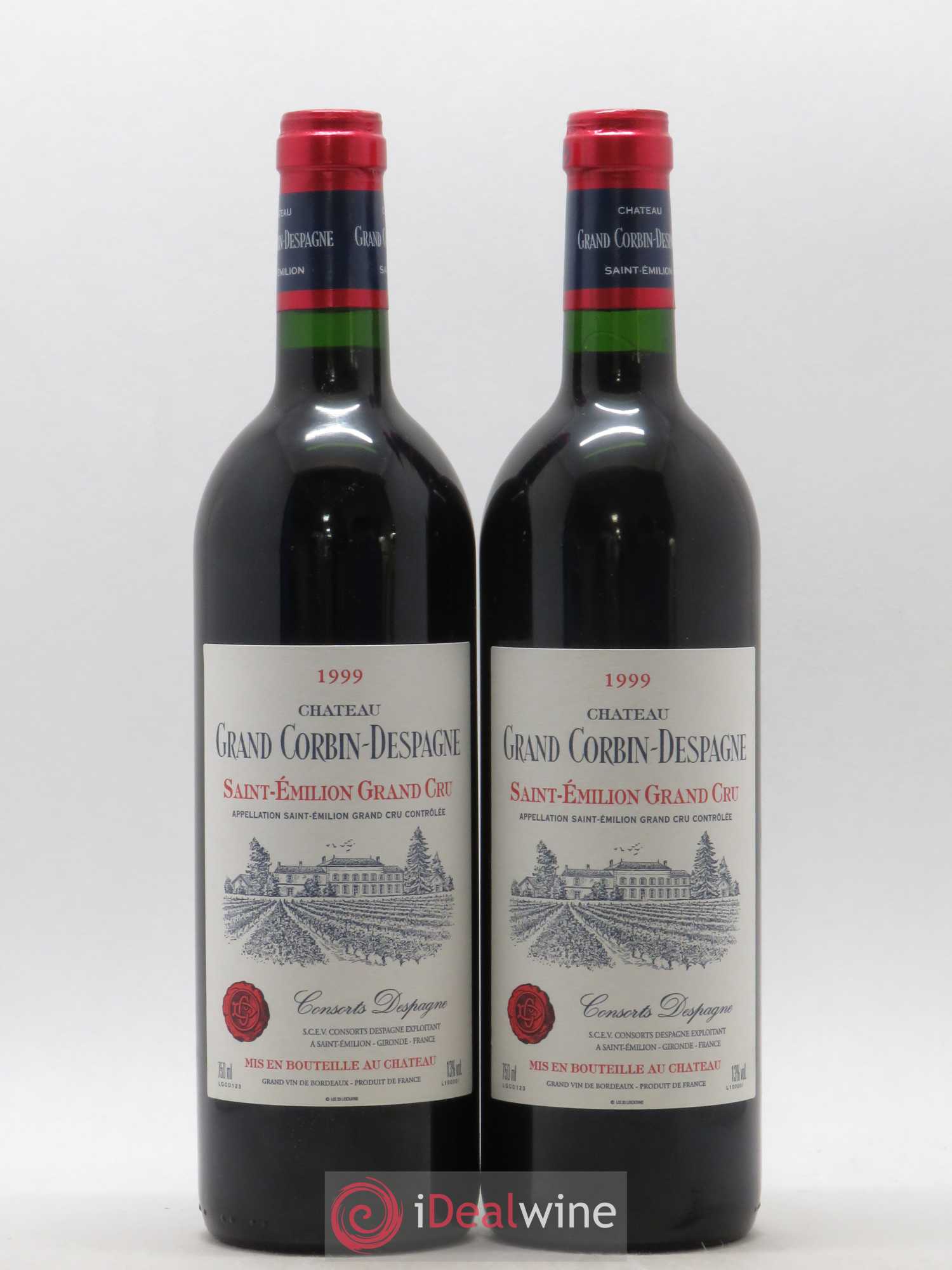 Château Grand Corbin Despagne Grand Cru Classé 1999 - Lot de 2 bouteilles - 0