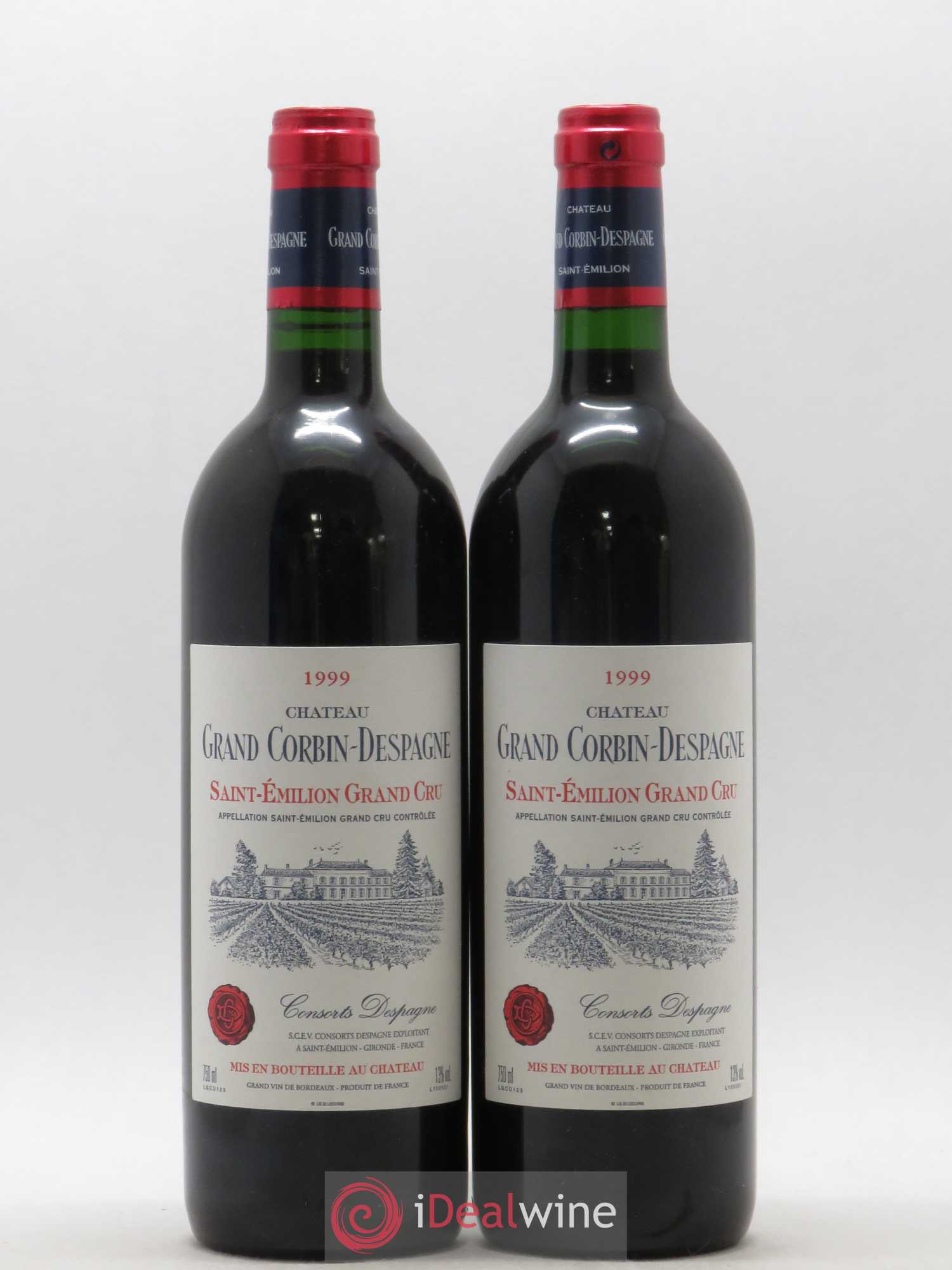 Château Grand Corbin Despagne Grand Cru Classé 1999 - Lot de 2 bouteilles - 0