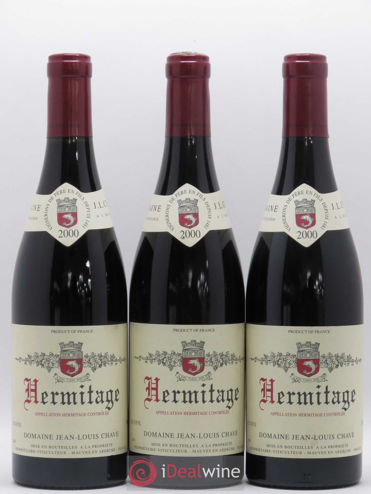 Hermitage Jean-Louis Chave 2000 - Lot de 3 bouteilles - 0