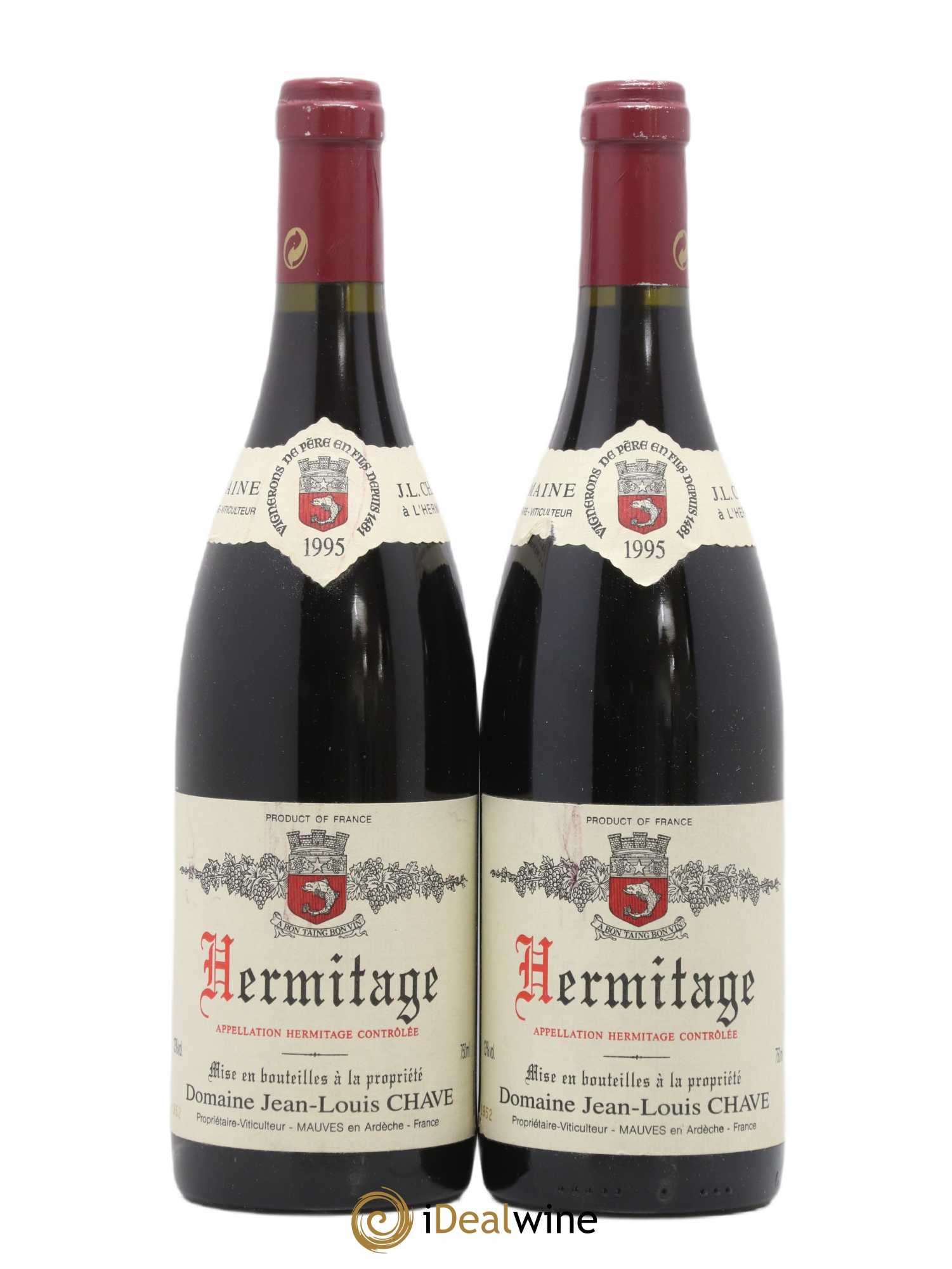 Hermitage Jean-Louis Chave 1995 - Lot de 2 bouteilles - 0