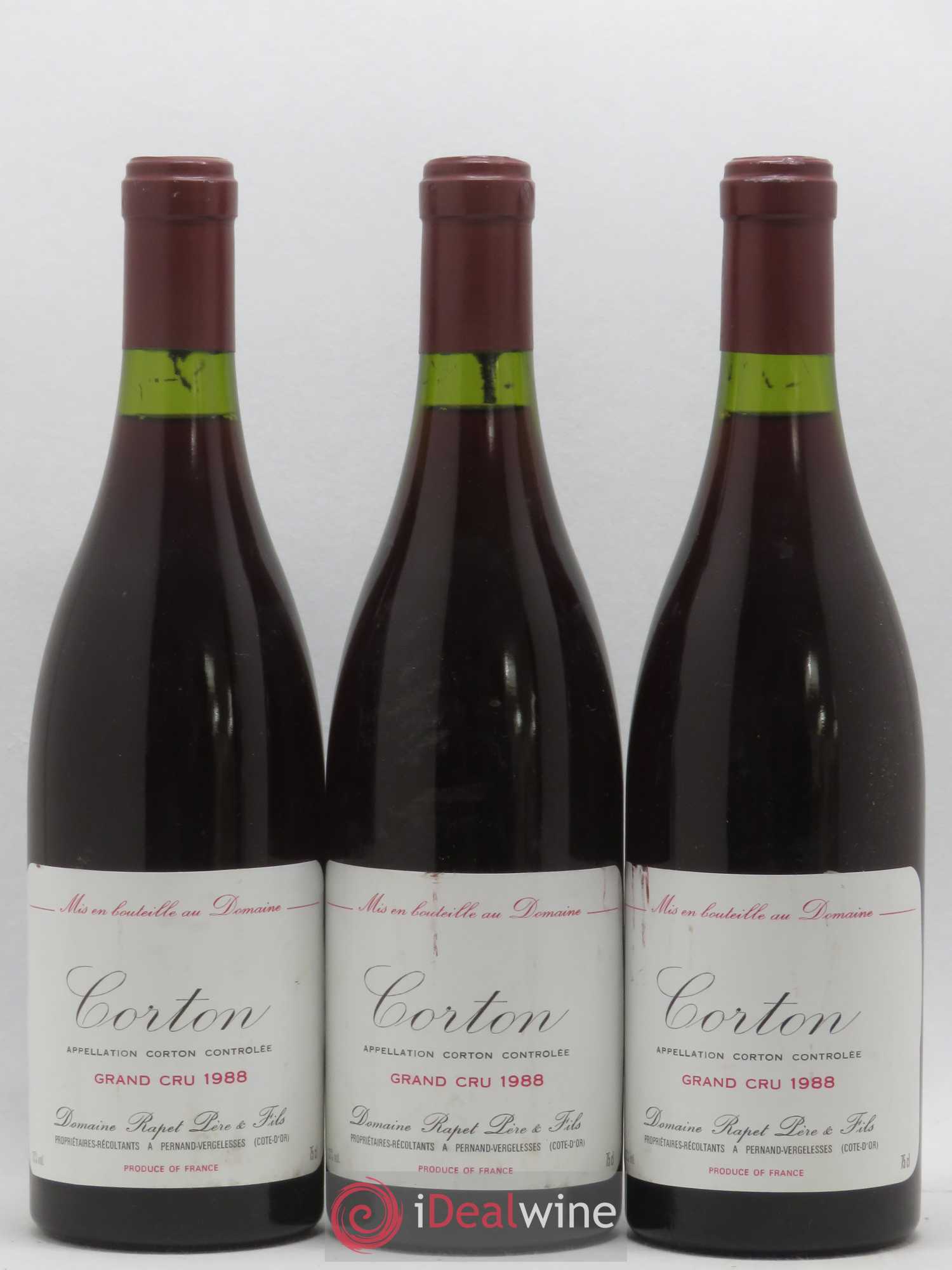Corton Grand Cru Rapet 1988 - Lot de 3 bouteilles - 0
