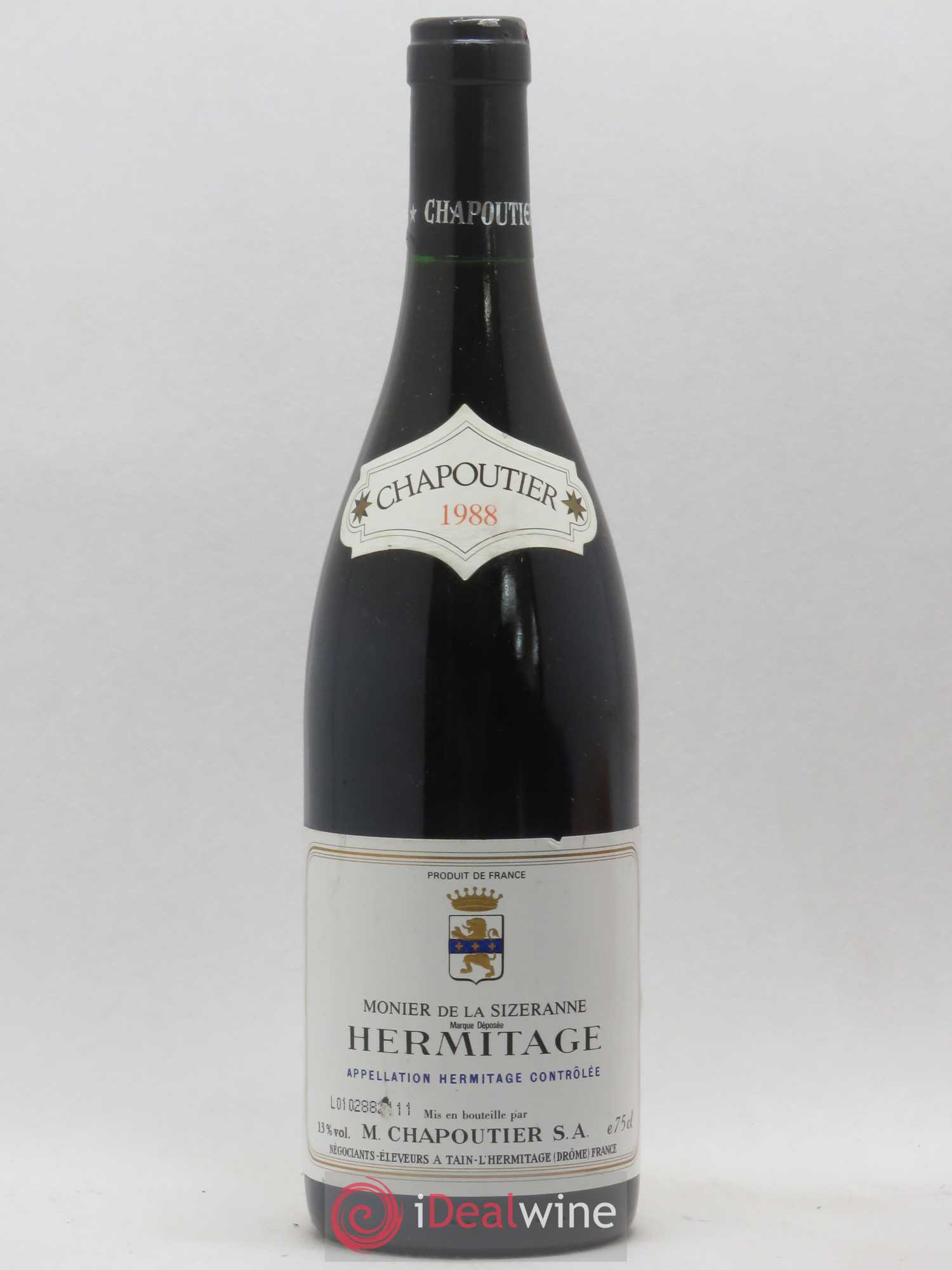Hermitage Monier de La Sizeranne Chapoutier 1988 - Lot de 1 bouteille - 0