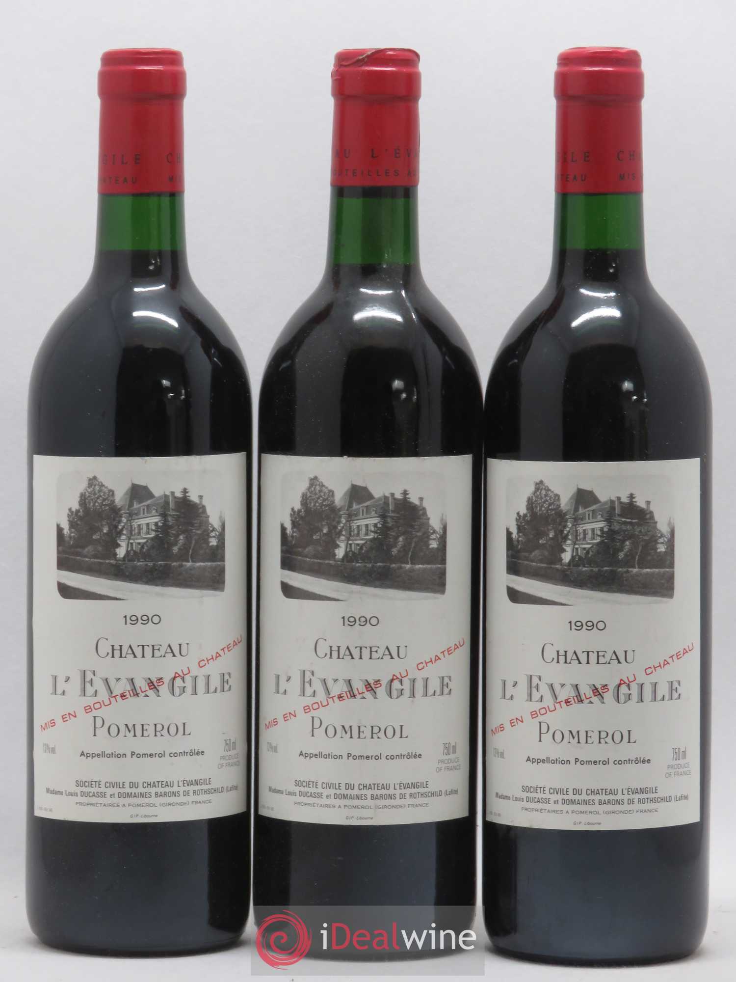 Château l' Évangile 1990 - Lot de 3 bouteilles - 0