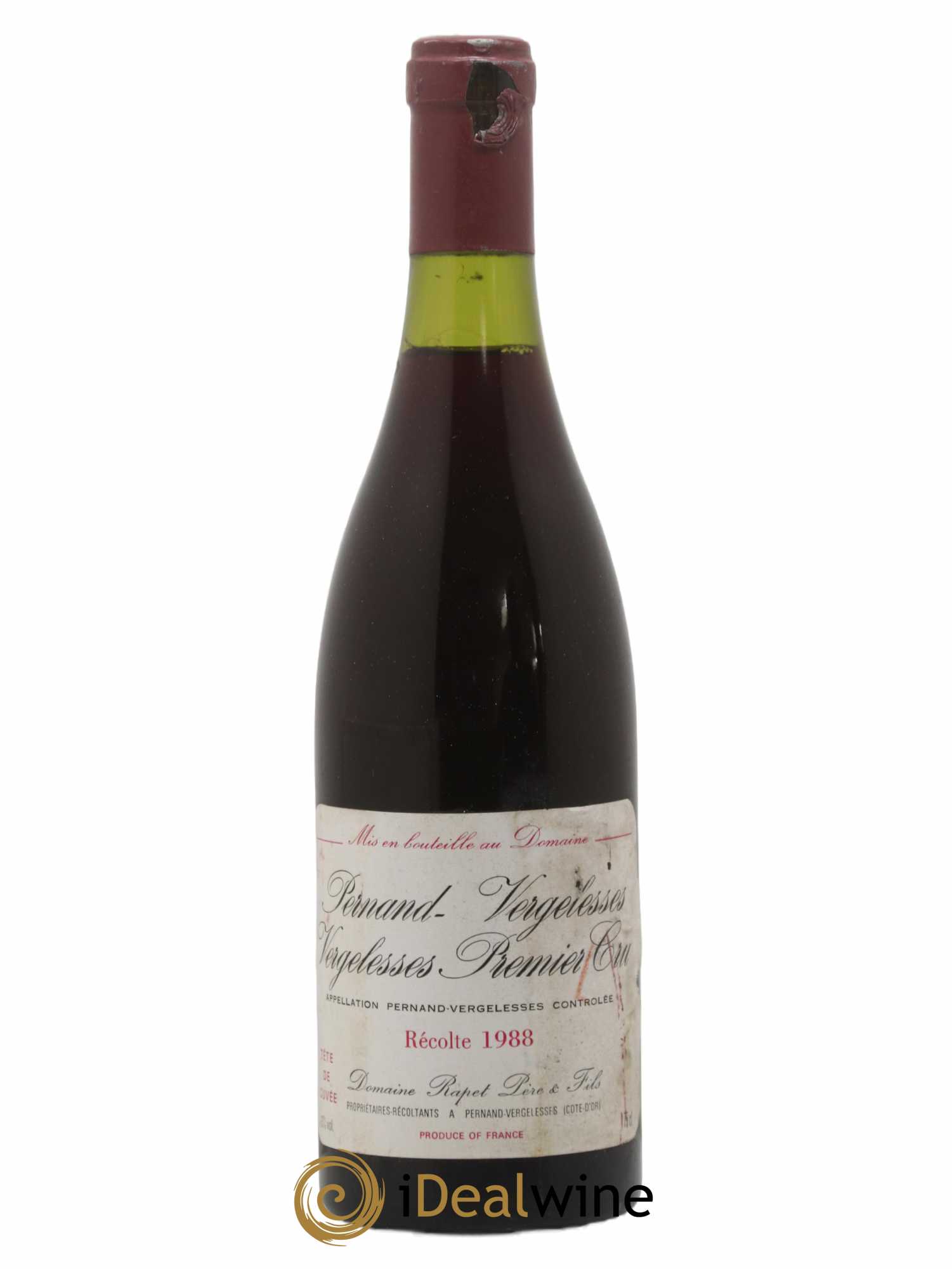 Pernand-Vergelesses 1er Cru Les Vergelesses Rapet Père & Fils Tête de cuvée 1988 - Lot of 1 bottle - 0