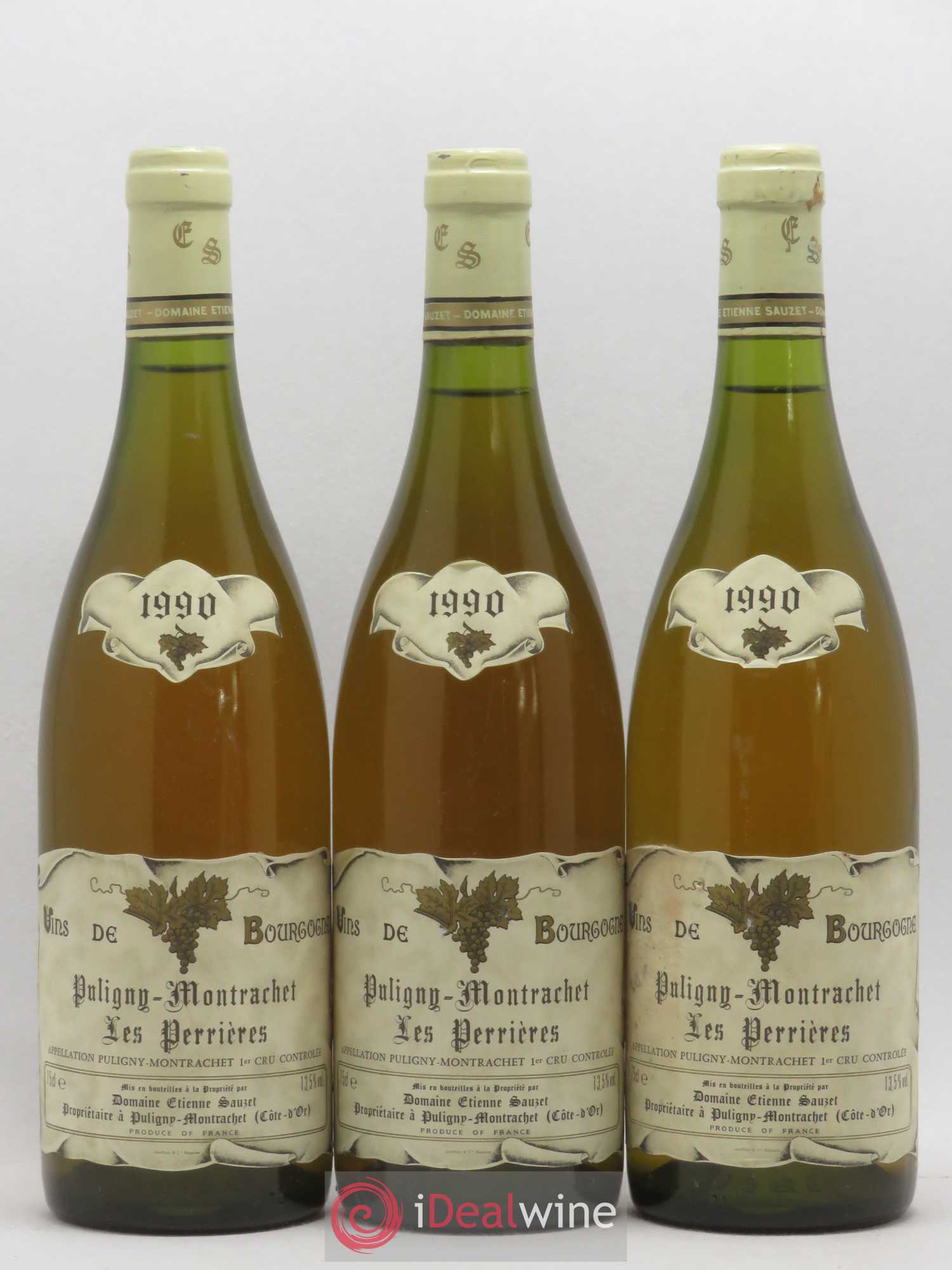 Puligny-Montrachet 1er Cru Les Perrières Etienne Sauzet 1990 - Lot de 3 bouteilles - 0