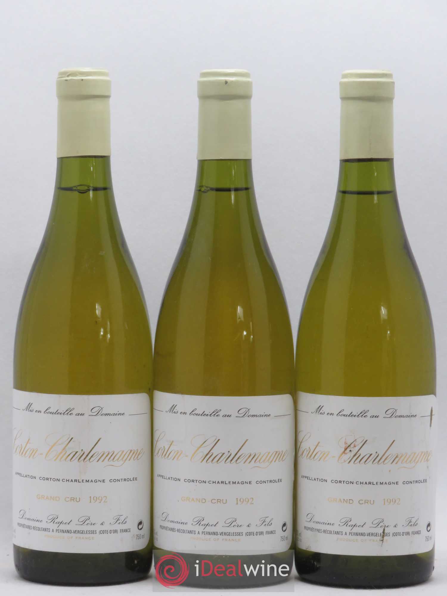 Corton-Charlemagne Grand Cru Rapet Père & Fils 1992 - Lot de 3 bouteilles - 0