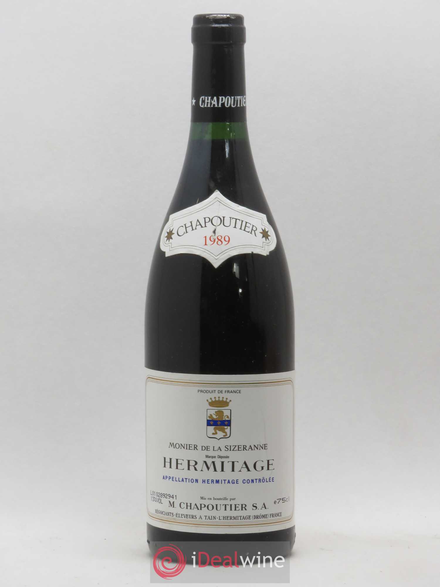 Hermitage Monier de La Sizeranne Chapoutier 1989 - Lot de 1 bouteille - 0