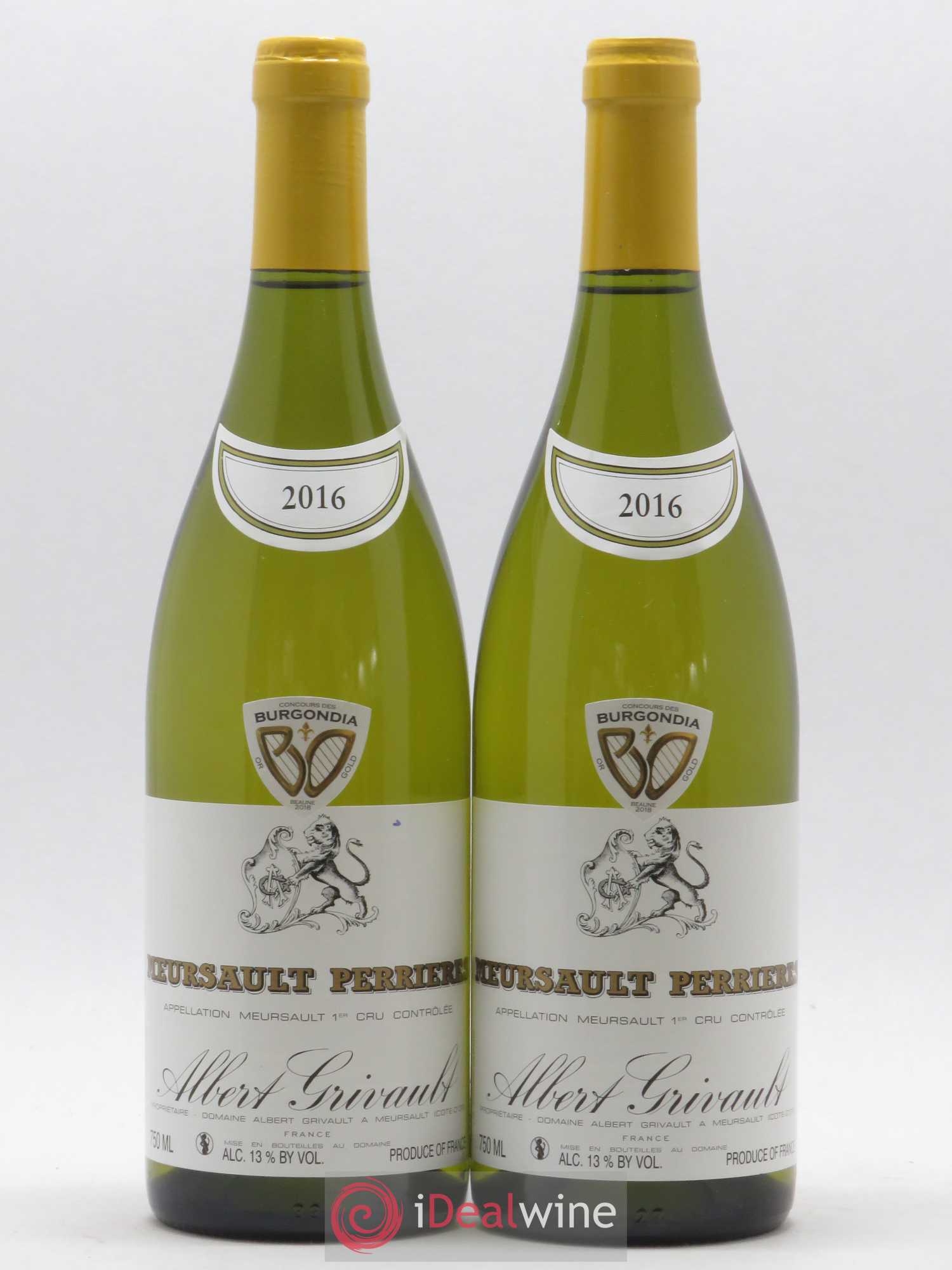 Meursault 1er Cru Perrières Albert Grivault 2016 - Lot de 2 bouteilles - 0