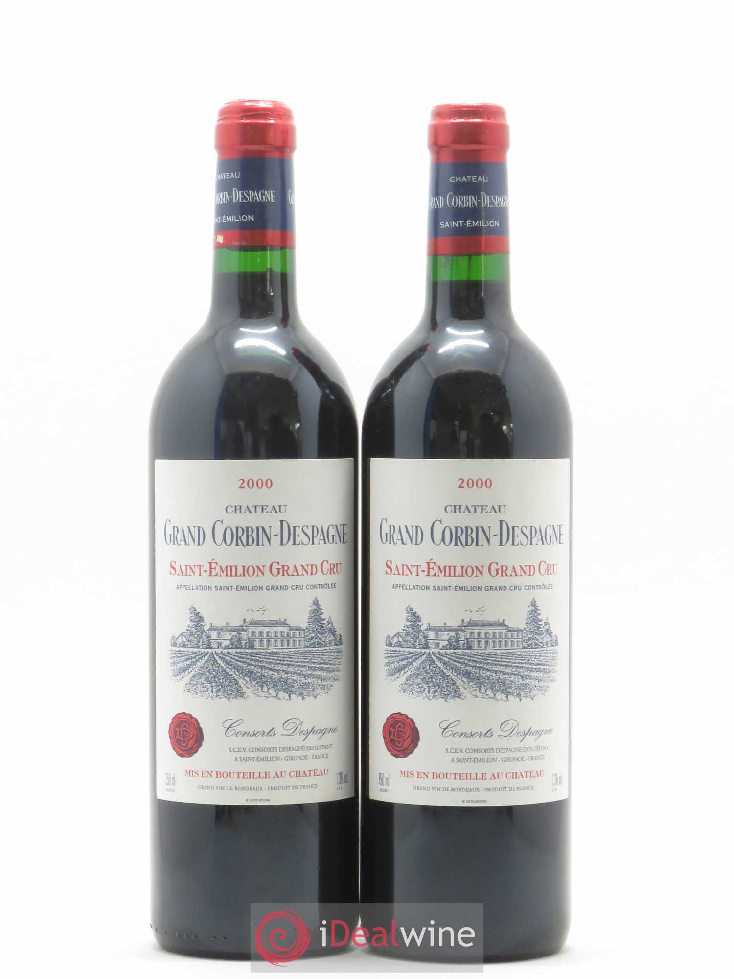 Château Grand Corbin Despagne Grand Cru Classé 2000 - Lot de 2 bouteilles - 0