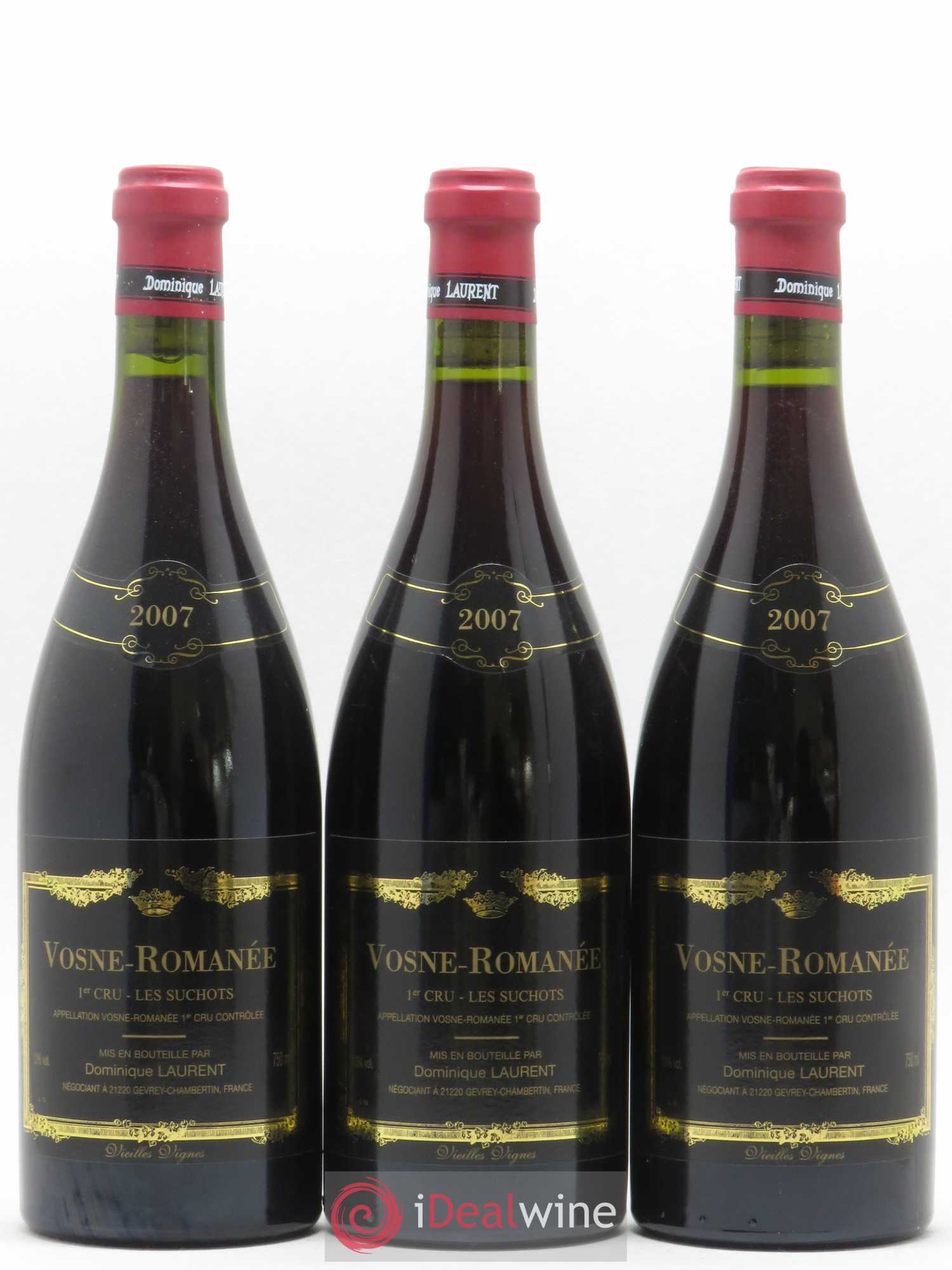 Vosne-Romanée 1er Cru Les Suchots Vieilles Vignes Dominique Laurent 2007 - Lot de 3 bouteilles - 0