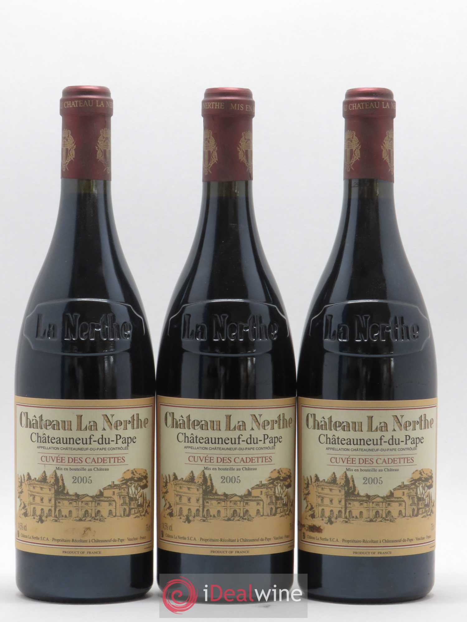 Châteauneuf-du-Pape Château La Nerthe Cuvée des Cadettes Famille Richard 2005 - Lot de 3 bouteilles - 0