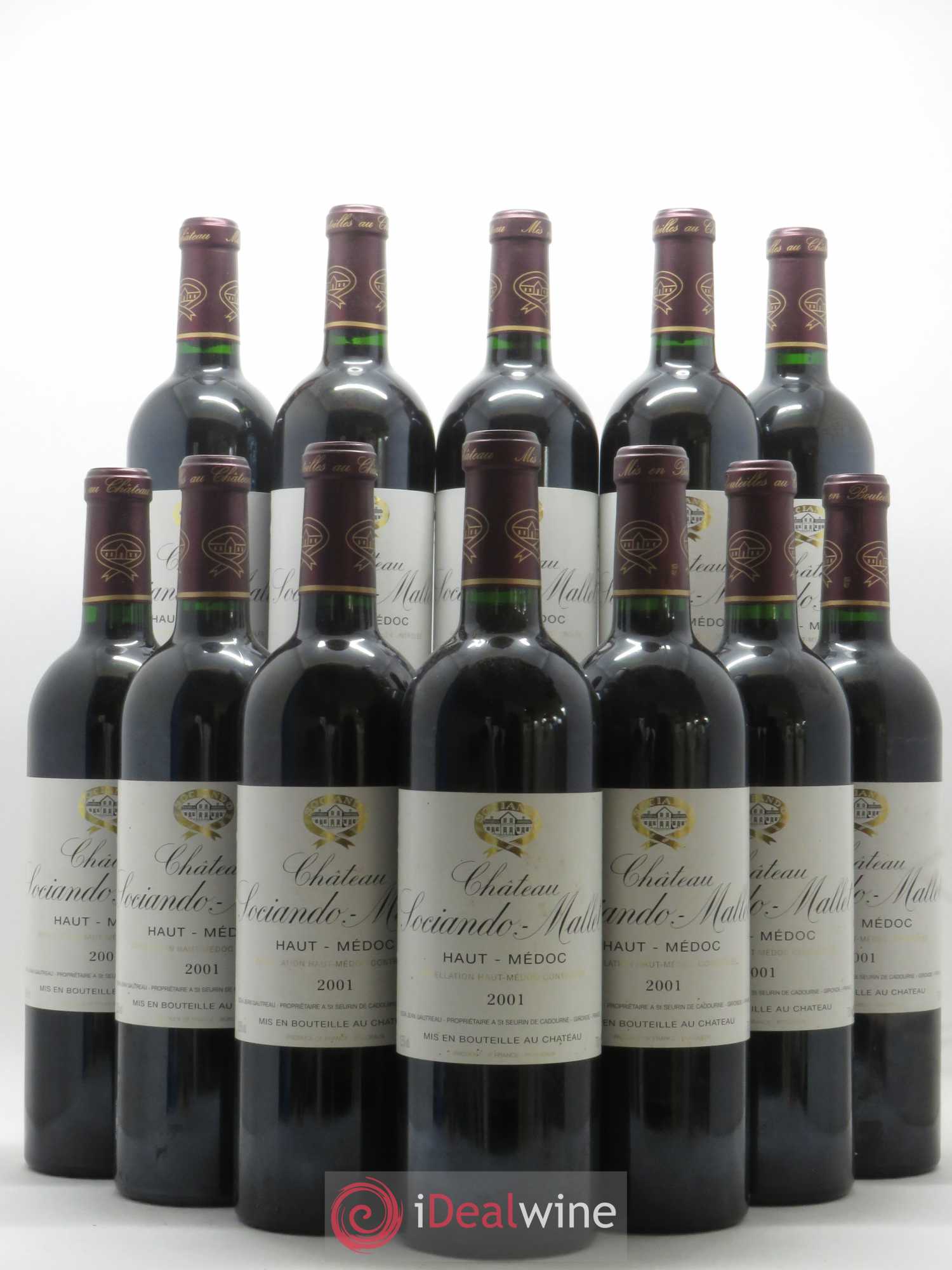 Château Sociando Mallet 2001 - Lot de 12 bouteilles - 0