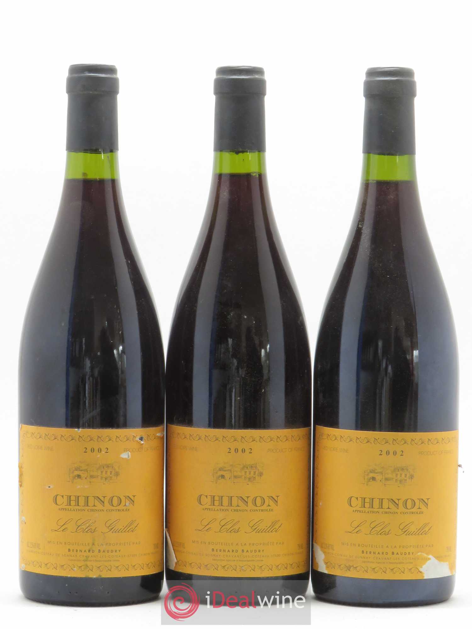 Chinon Le Clos Guillot Bernard Baudry 2002 - Lot de 3 bouteilles - 0