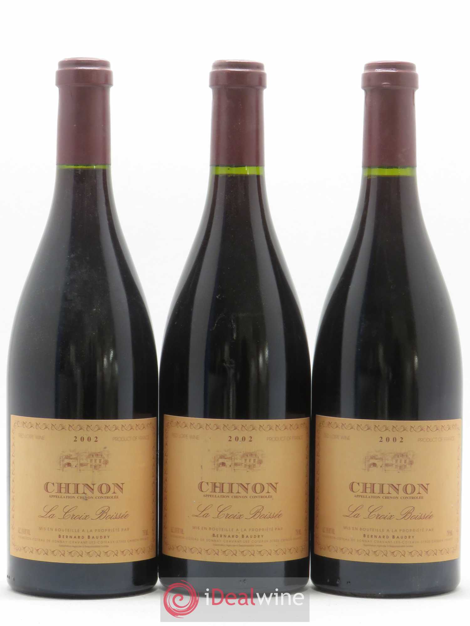 Chinon La Croix Boissée Bernard Baudry 2002 - Lot de 3 bouteilles - 0