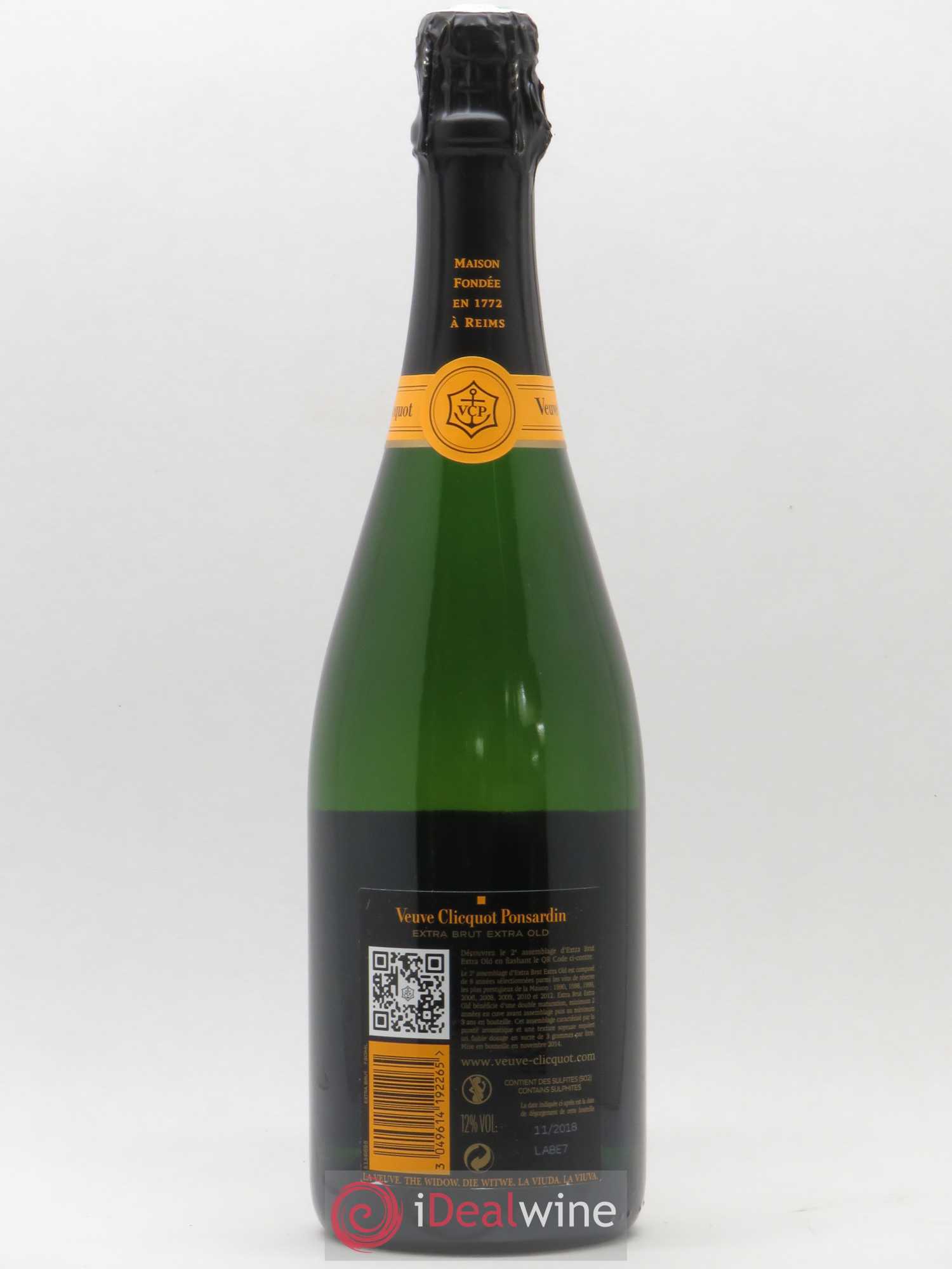 Champagne extra brut extra old 2ème assemblage Veuve Clicquot Ponsardin - Lot de 1 bouteille - 1