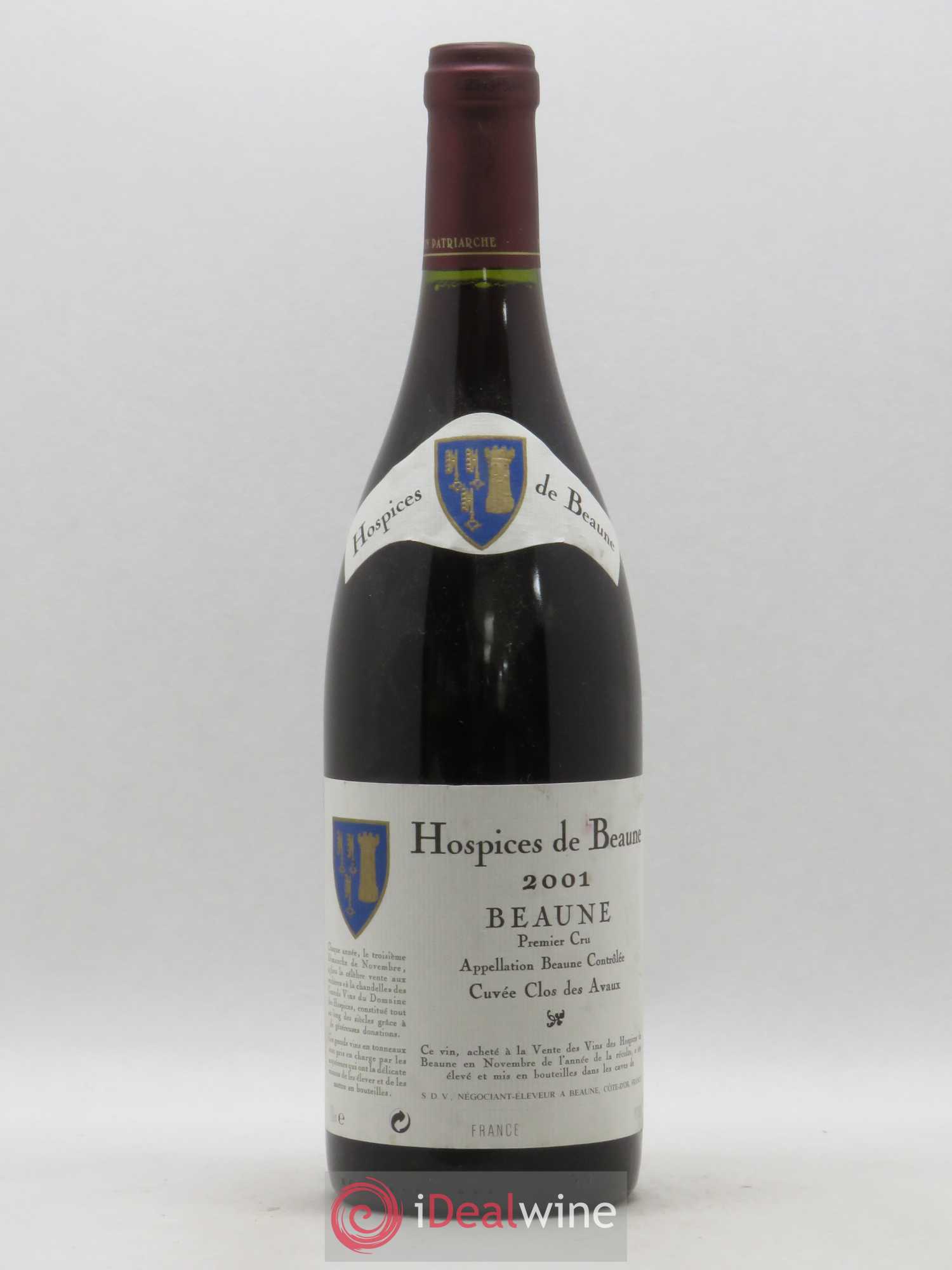 Beaune 1er Cru Clos des Avaux Hospice de Beaune Mise S.D.V 2001 - Posten von 1 Flasche - 0