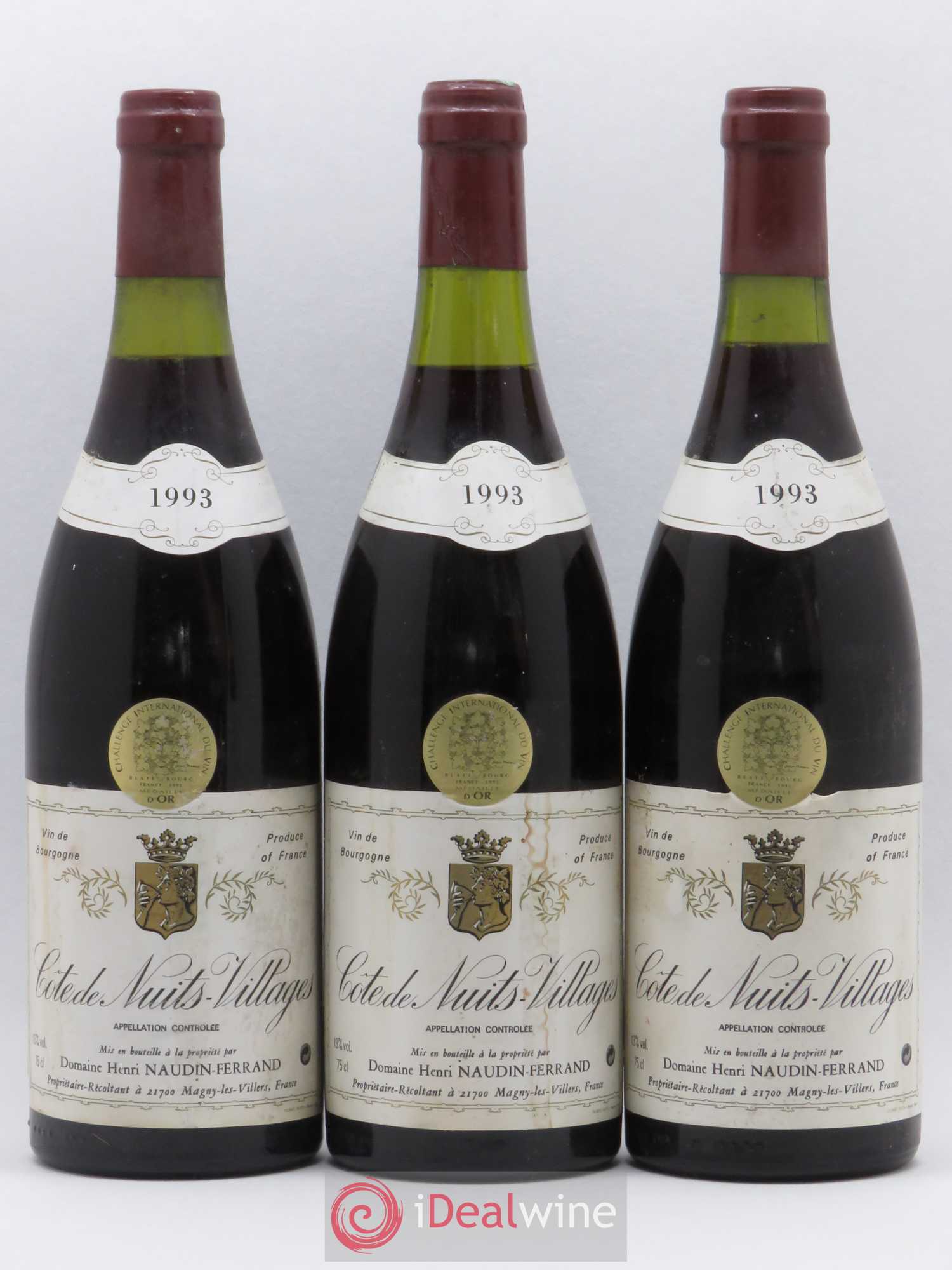 Côte de Nuits-Villages Domaine Henri Naudin-Ferrand 1993 - Posten von 3 Flaschen - 0