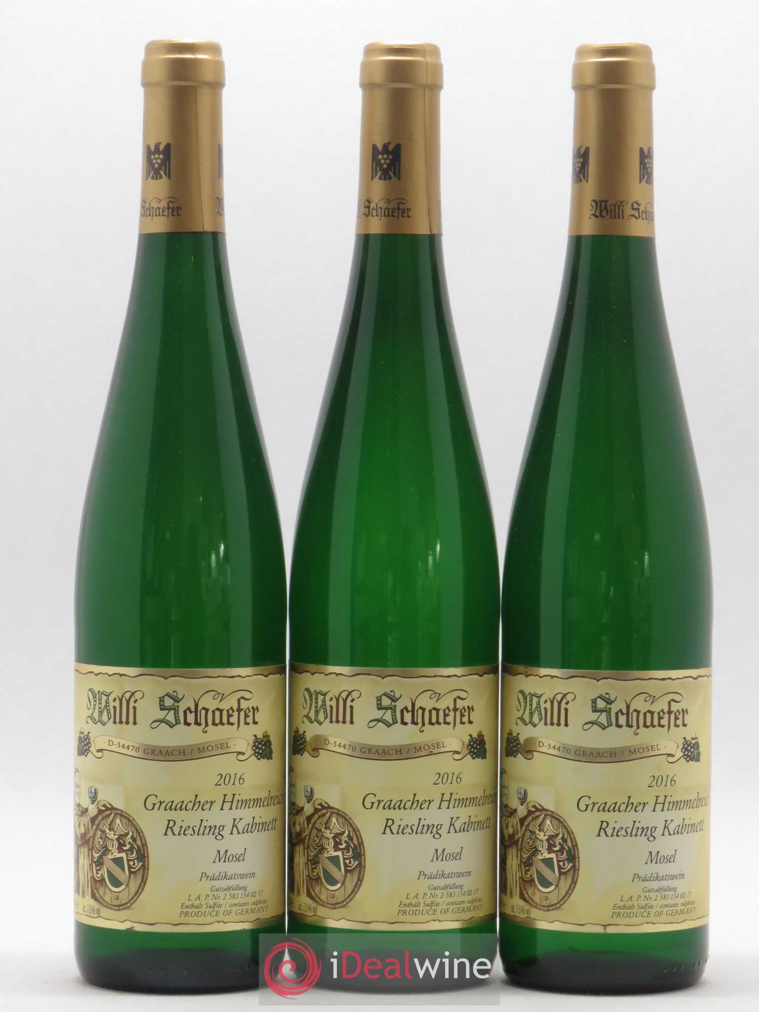 Riesling Willi Schaefer Graacher Himmelreich Kabinett 2016 - Lot de 3 bouteilles - 0