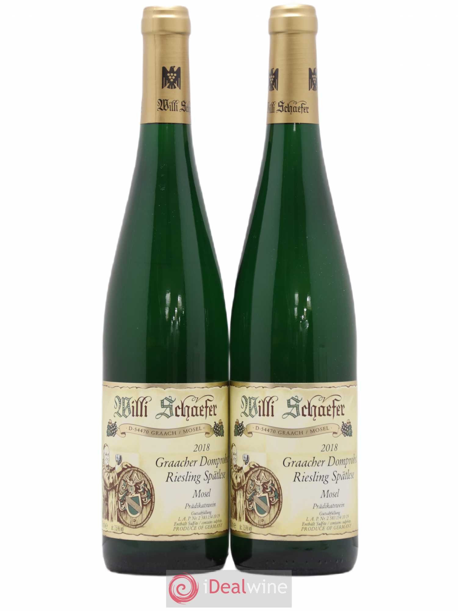Riesling Willi Schaefer Graacher Domprobst Spatlese 05 2018 - Lot de 2 bouteilles - 0