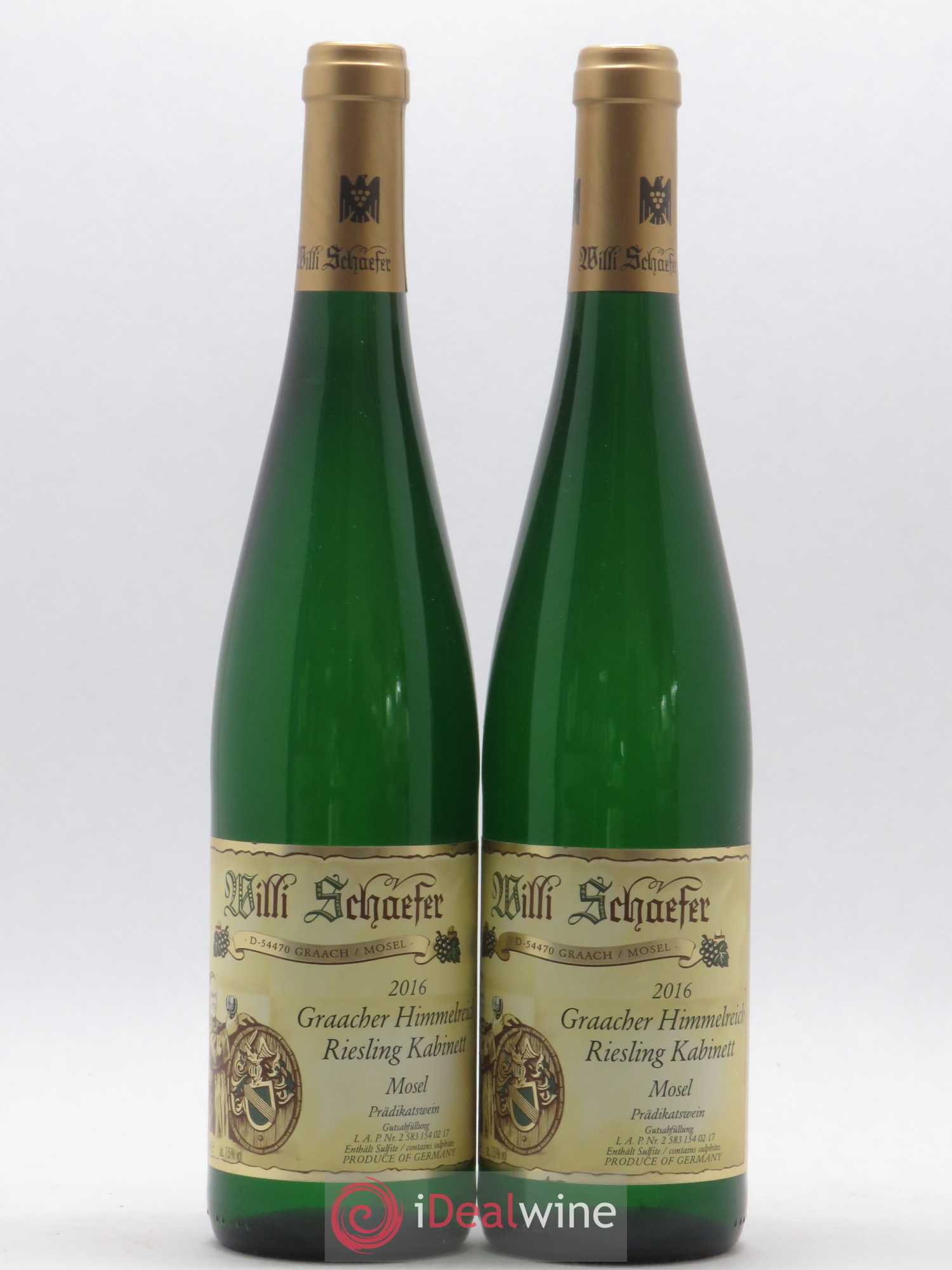 Riesling Willi Schaefer Graacher Himmelreich Kabinett 2016 - Lot de 2 bouteilles - 0