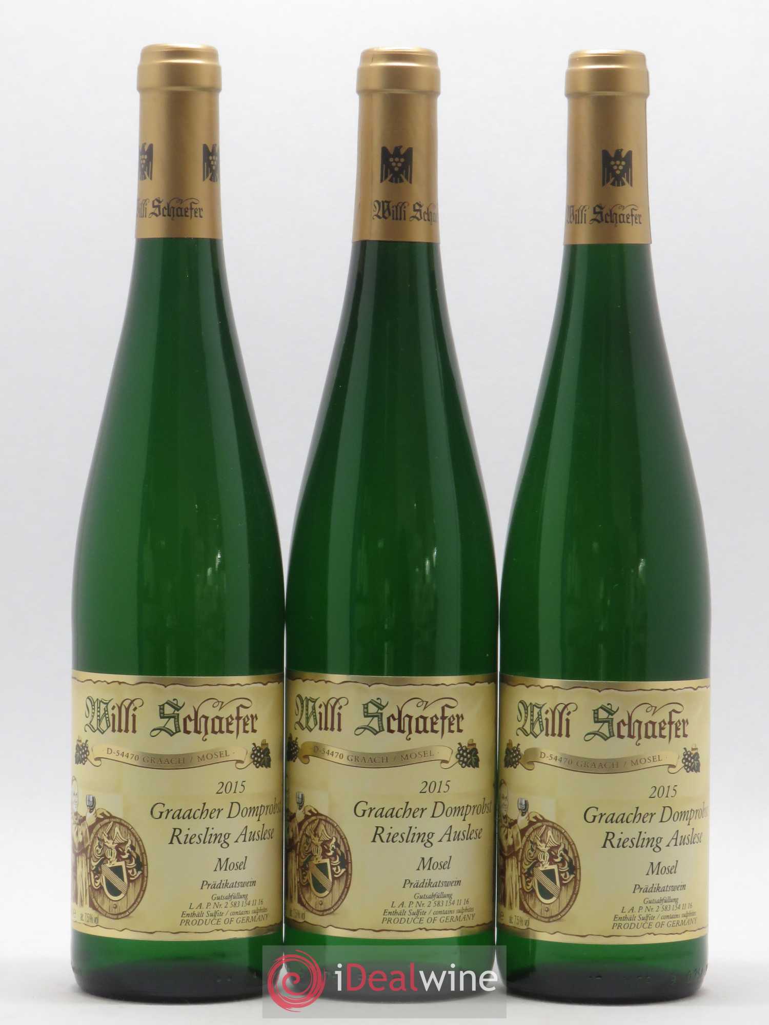 Riesling Willi Schaefer Graacher Domprobst Auslese (sans prix de réserve) 2015 - Lot de 3 bouteilles - 0