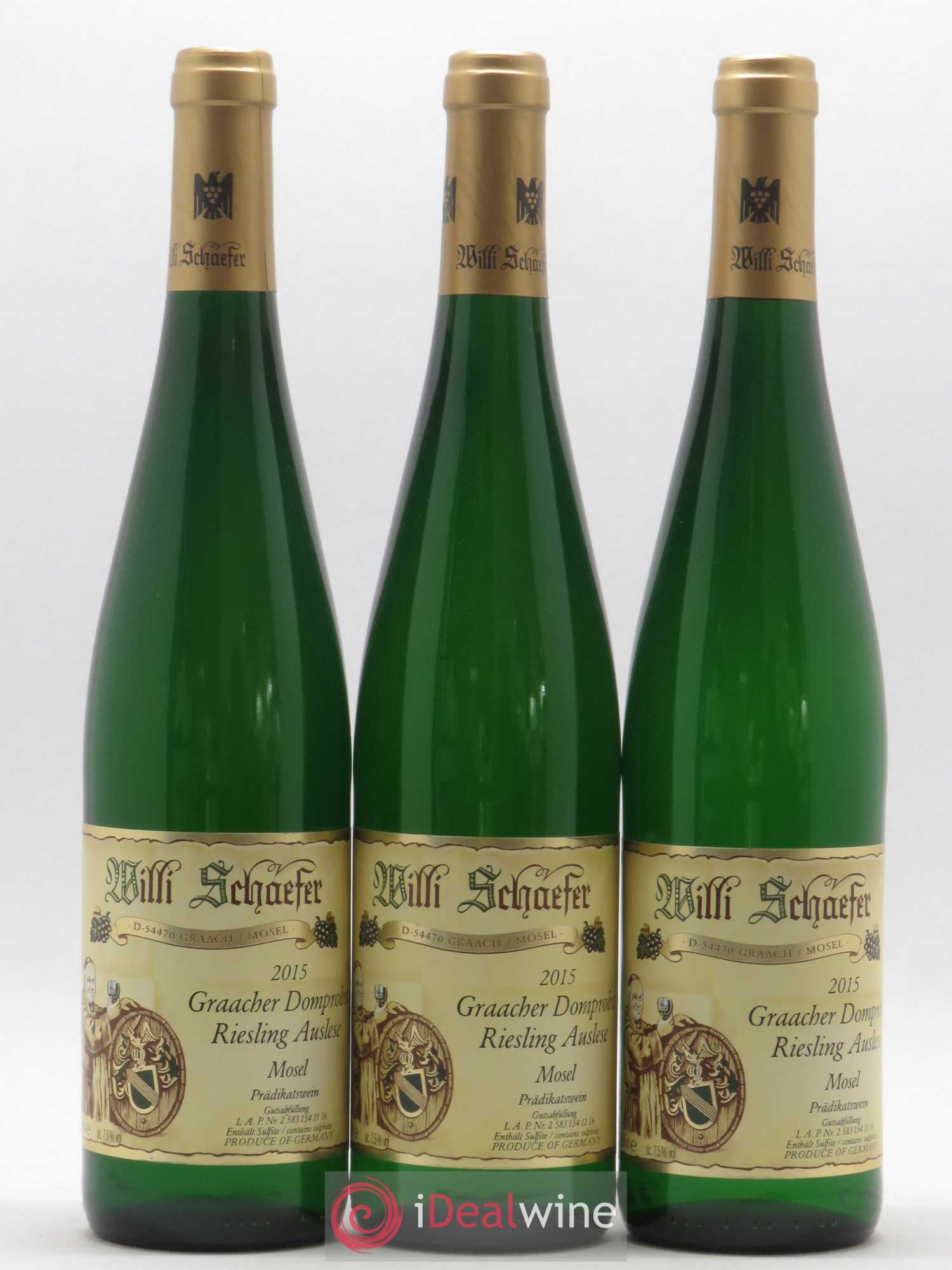 Riesling Willi Schaefer Graacher Domprobst Auslese 2015 - Lot de 3 bouteilles - 0