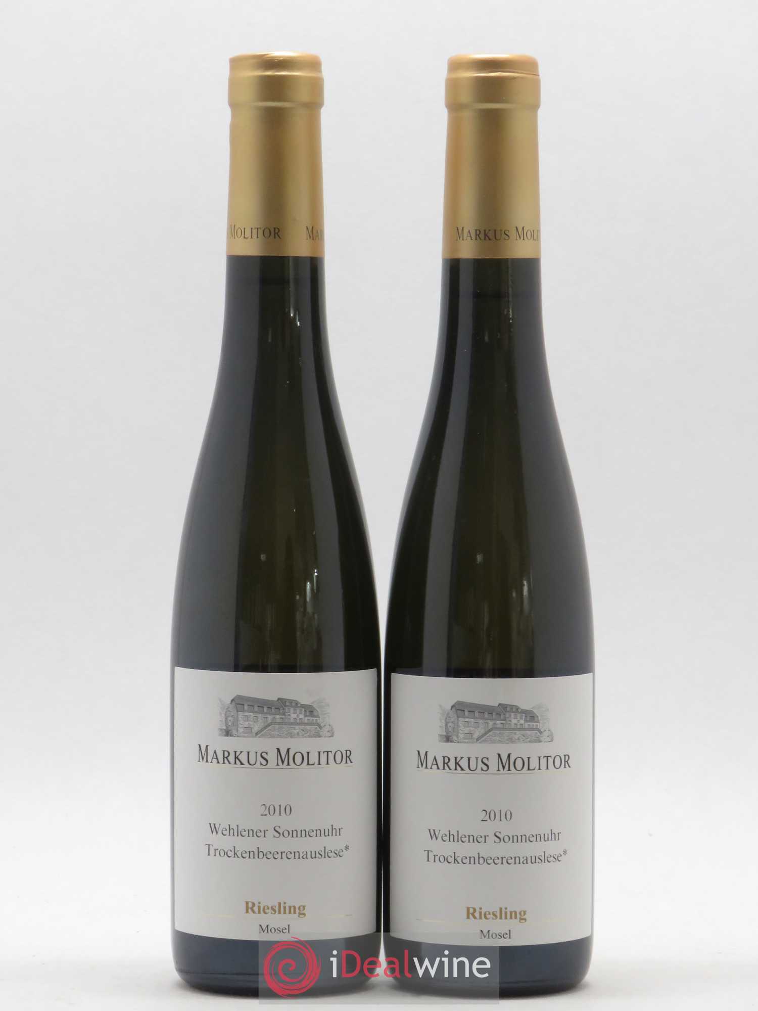 Allemagne Mosel-Saar Markus Molitor Wehlener Sonnenuhr Riesling Trockenbeerenauslese (sans prix de réserve) 2010 - Posten von 2 Demi-Flaschen - 0