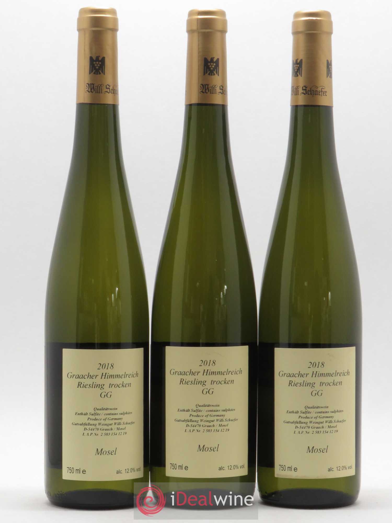 Allemagne Mosel-Saar Weingut Willi Schaefer Graacher Himmelreich Riesling trocken Grosses Gewachs 2018 - Posten von 3 Flaschen - 1