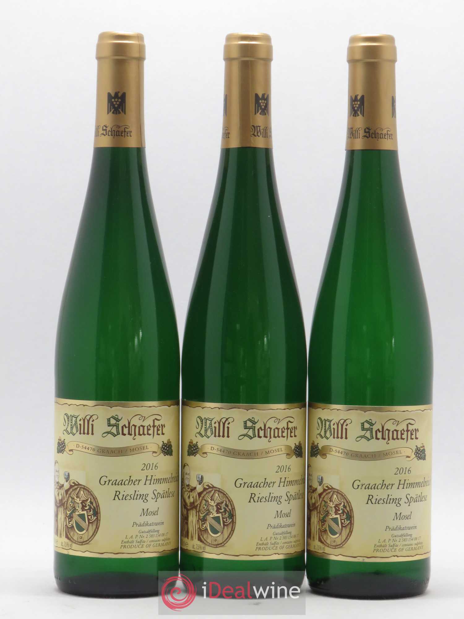Riesling Willi Schaefer Graacher Himmelreich Spatlese 2016 - Lot de 3 bouteilles - 0