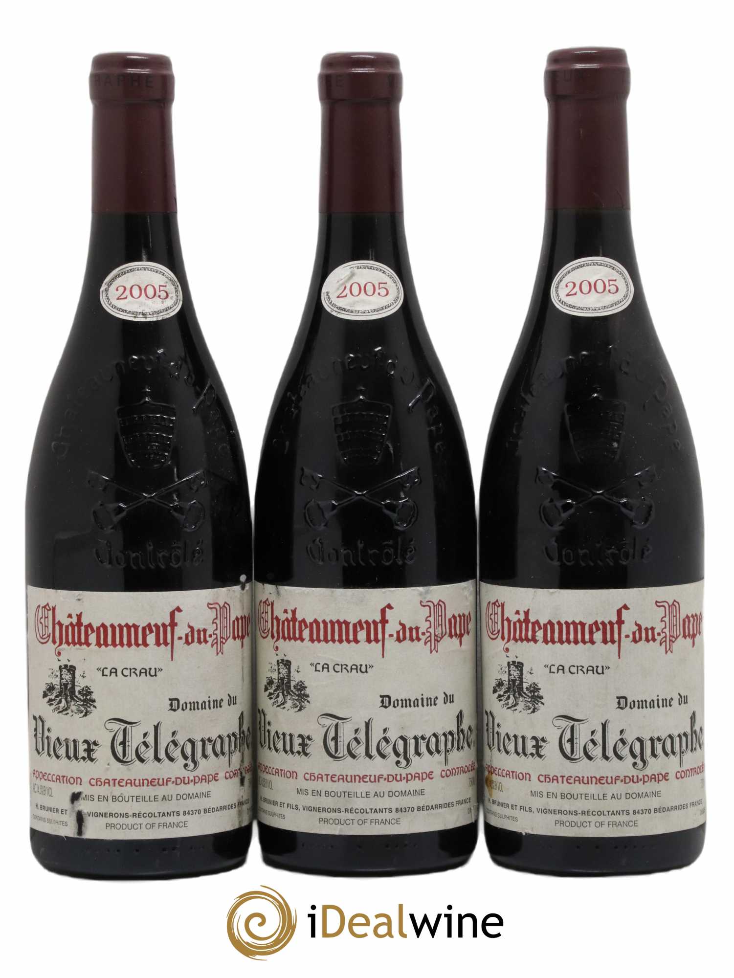 Châteauneuf-du-Pape Vieux Télégraphe (Domaine du) Vignobles Brunier 2005 - Lot de 3 bouteilles - 0