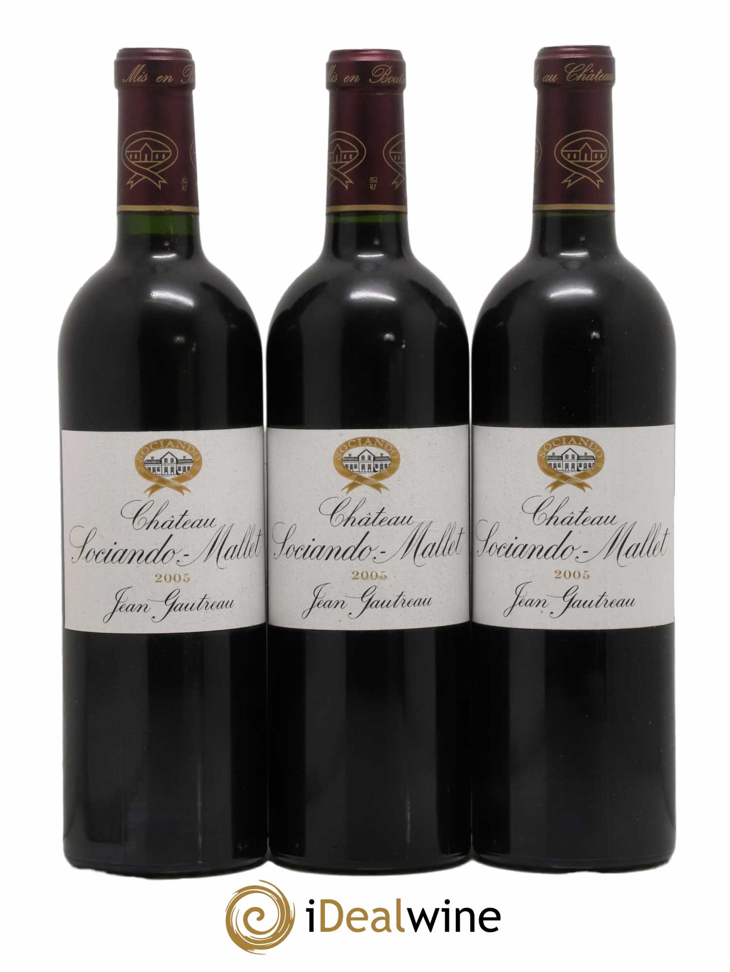 Château Sociando Mallet 2005 - Lot de 3 bouteilles - 0