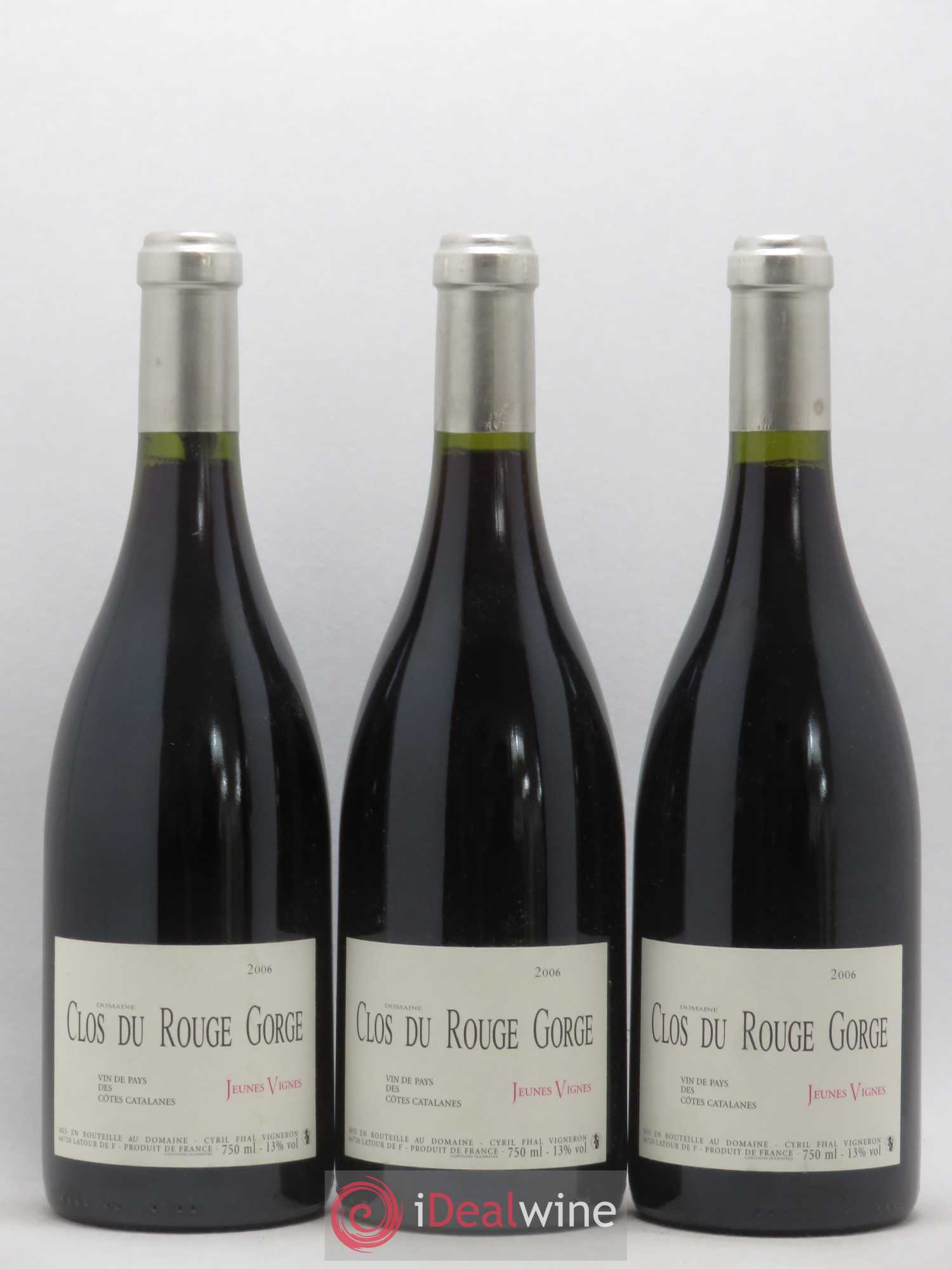Côtes Catalanes (VDP des Côtes Catalanes) Clos du Rouge Gorge Jeunes Vignes Cyril Fhal 2006 - Lot de 3 bouteilles - 0