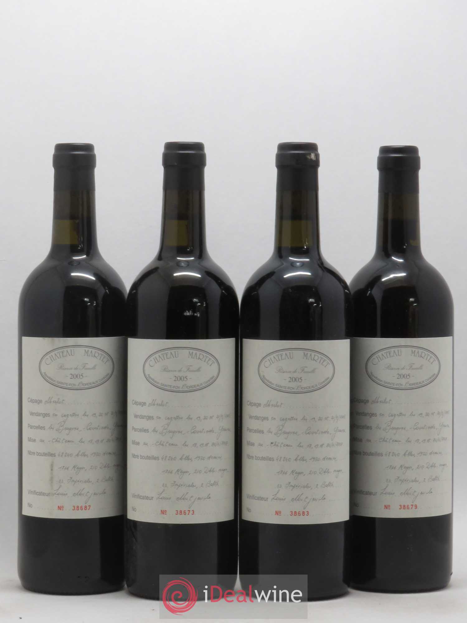 Château Martet 2005 - Lot de 4 bouteilles - 0