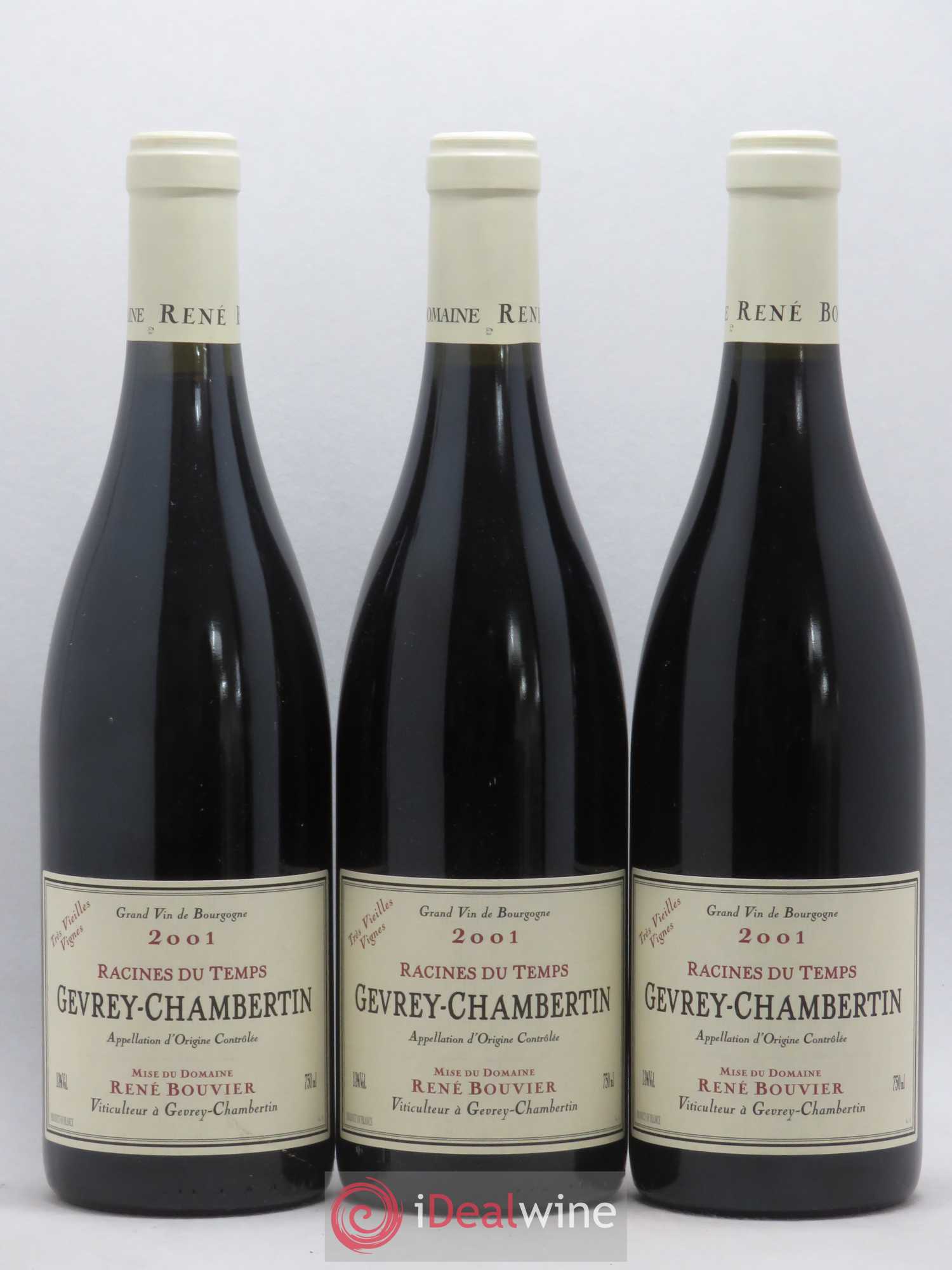 Gevrey-Chambertin Racines Du Temps Très Vieilles Vignes René Bouvier 2001 - Posten von 3 Flaschen - 0