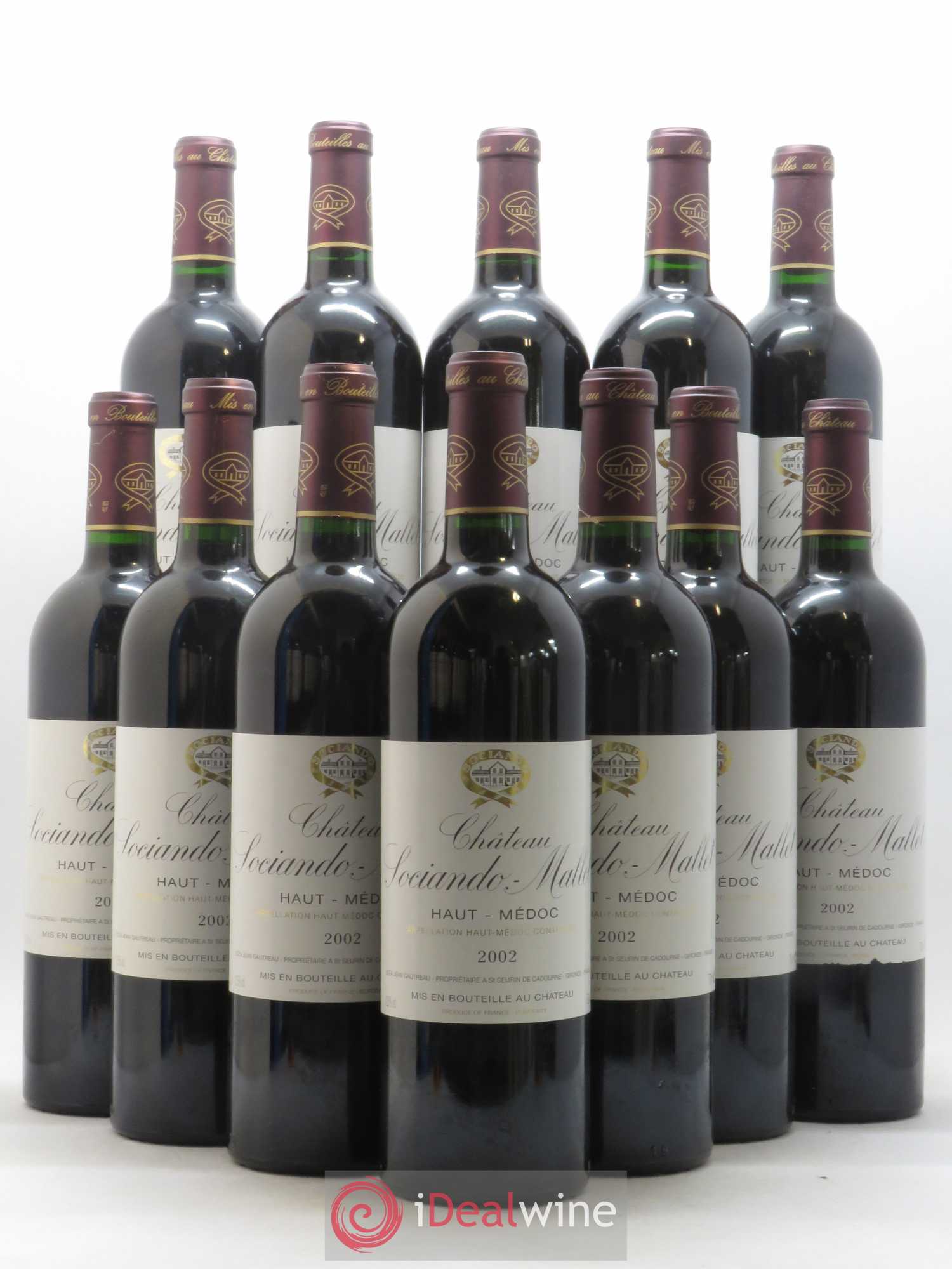Château Sociando Mallet 2002 - Lot de 12 bouteilles - 0
