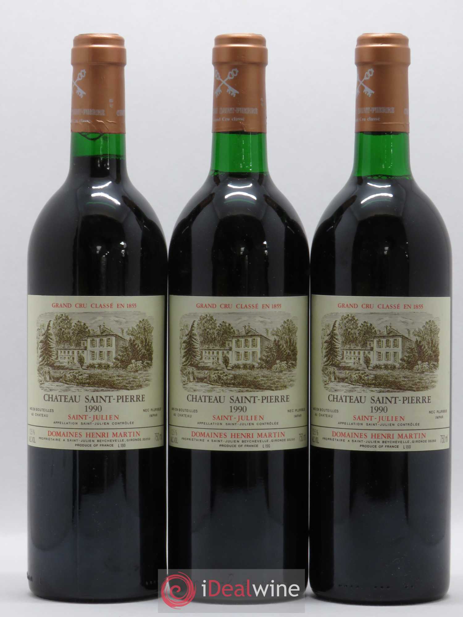 Château Saint-Pierre 4ème Grand Cru Classé 1990 - Lot de 3 bouteilles - 0