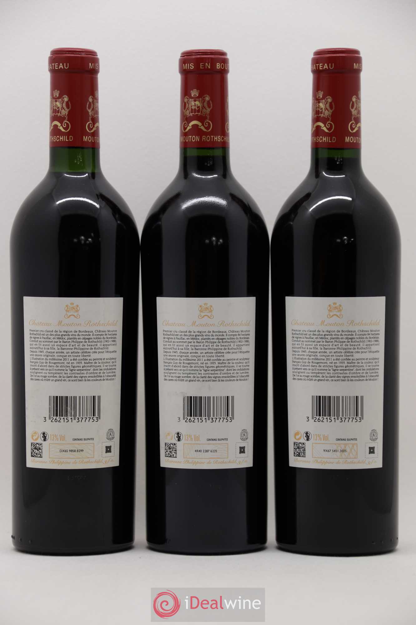 Château Mouton Rothschild 1er Grand Cru Classé 2011 - Lot de 3 bouteilles - 1