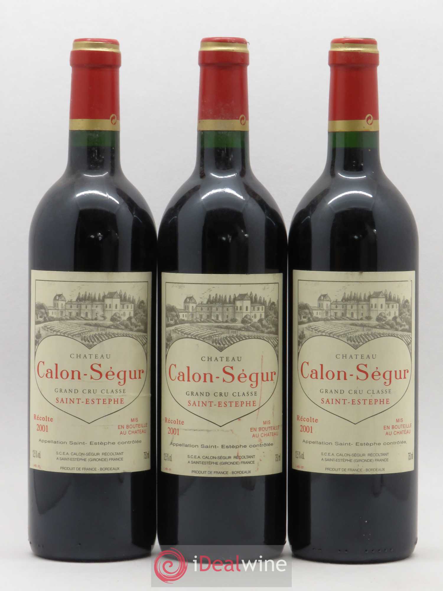 Château Calon Ségur 3ème Grand Cru Classé 2001 - Lot de 3 bouteilles - 0