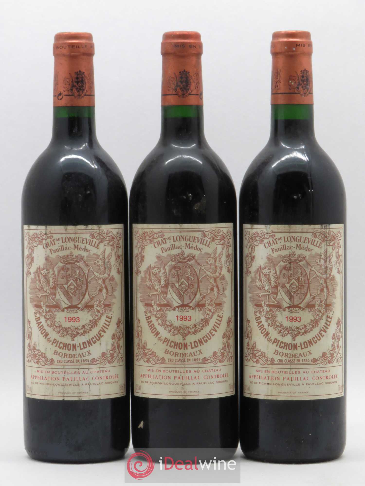Pichon Longueville Baron 2ème Grand Cru Classé 1993 - Lot de 3 bouteilles - 0
